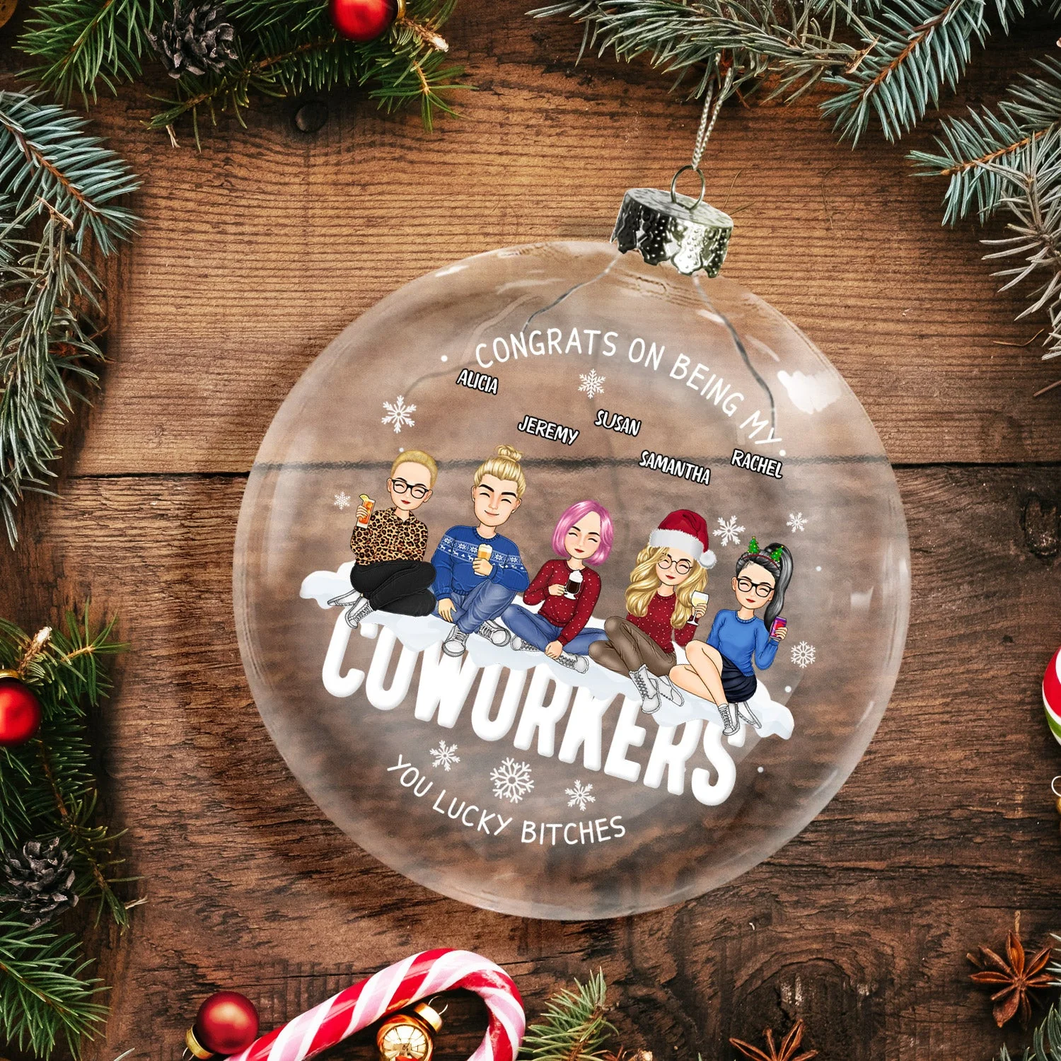 Congrats On Being My Bestie - Christmas Gift For Friends, Sisters, Sibling - Personalized Clear Flat Ball Ornament - Image 3