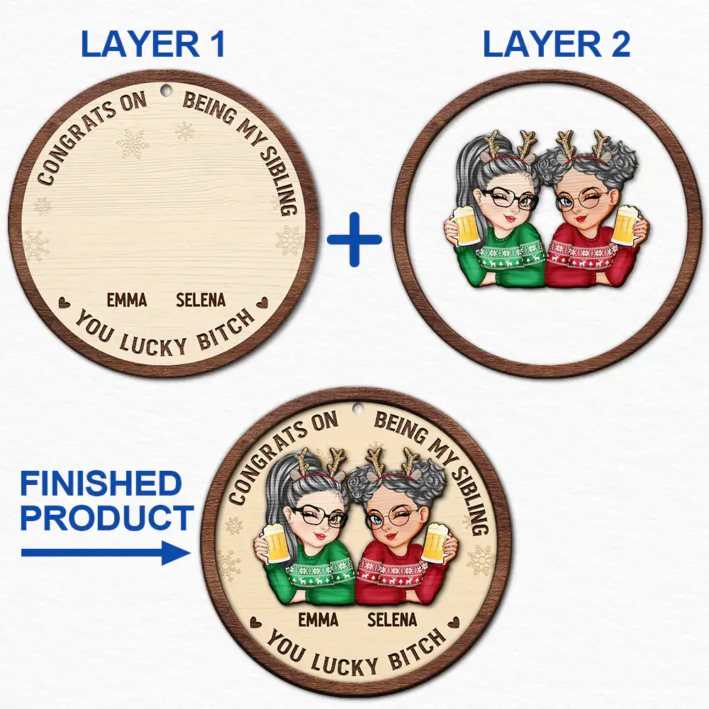 Congrats On Being My Bestie Christmas - Personalized 2-Layered Wooden Ornament - Image 6
