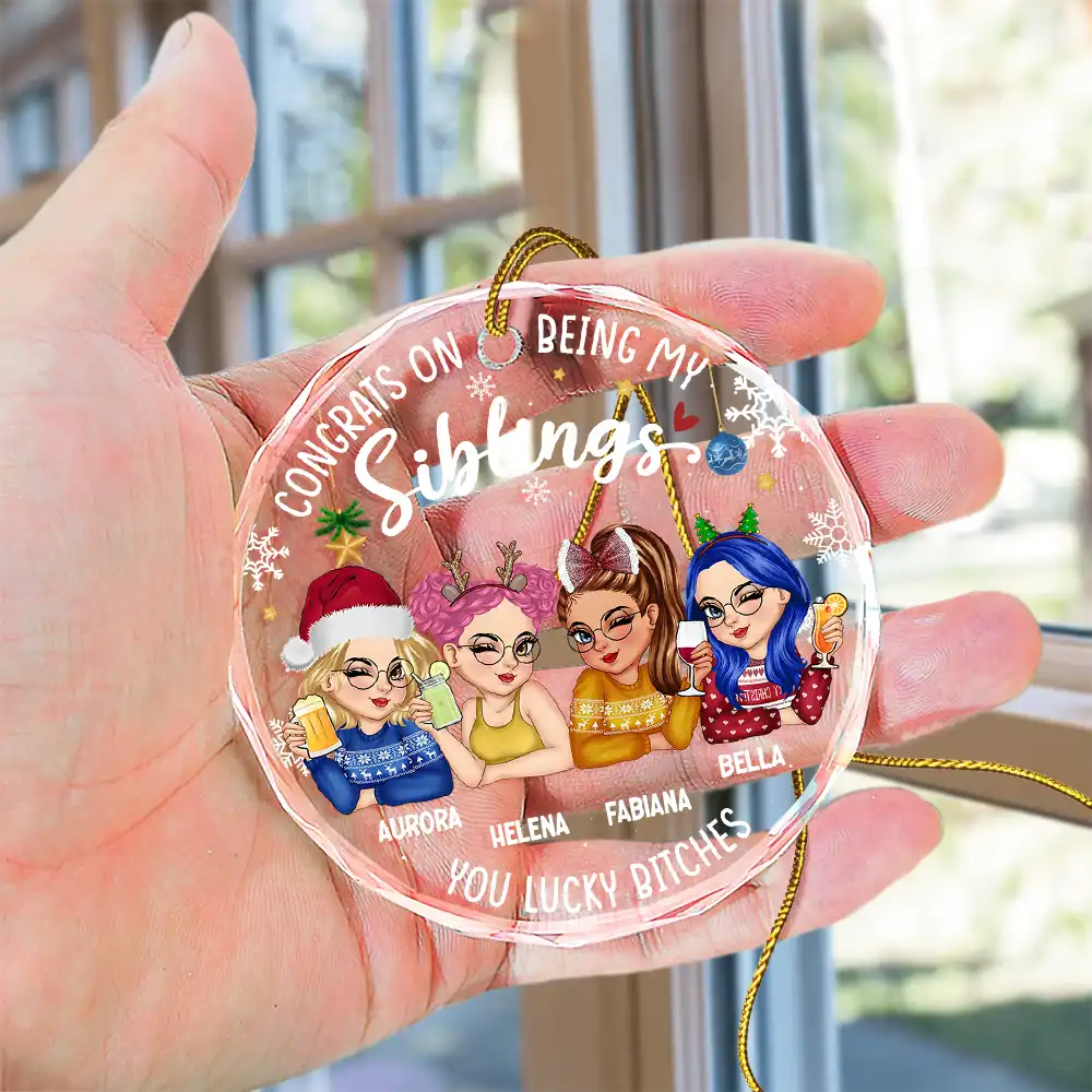 Congrats On Being My Bestie Christmas - Personalized Circle Glass Ornament - Image 4