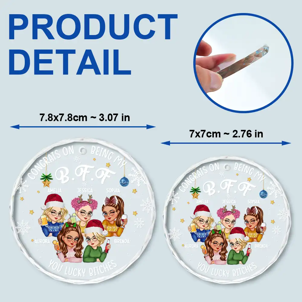 Congrats On Being My Bestie Christmas - Personalized Circle Glass Ornament - Image 6