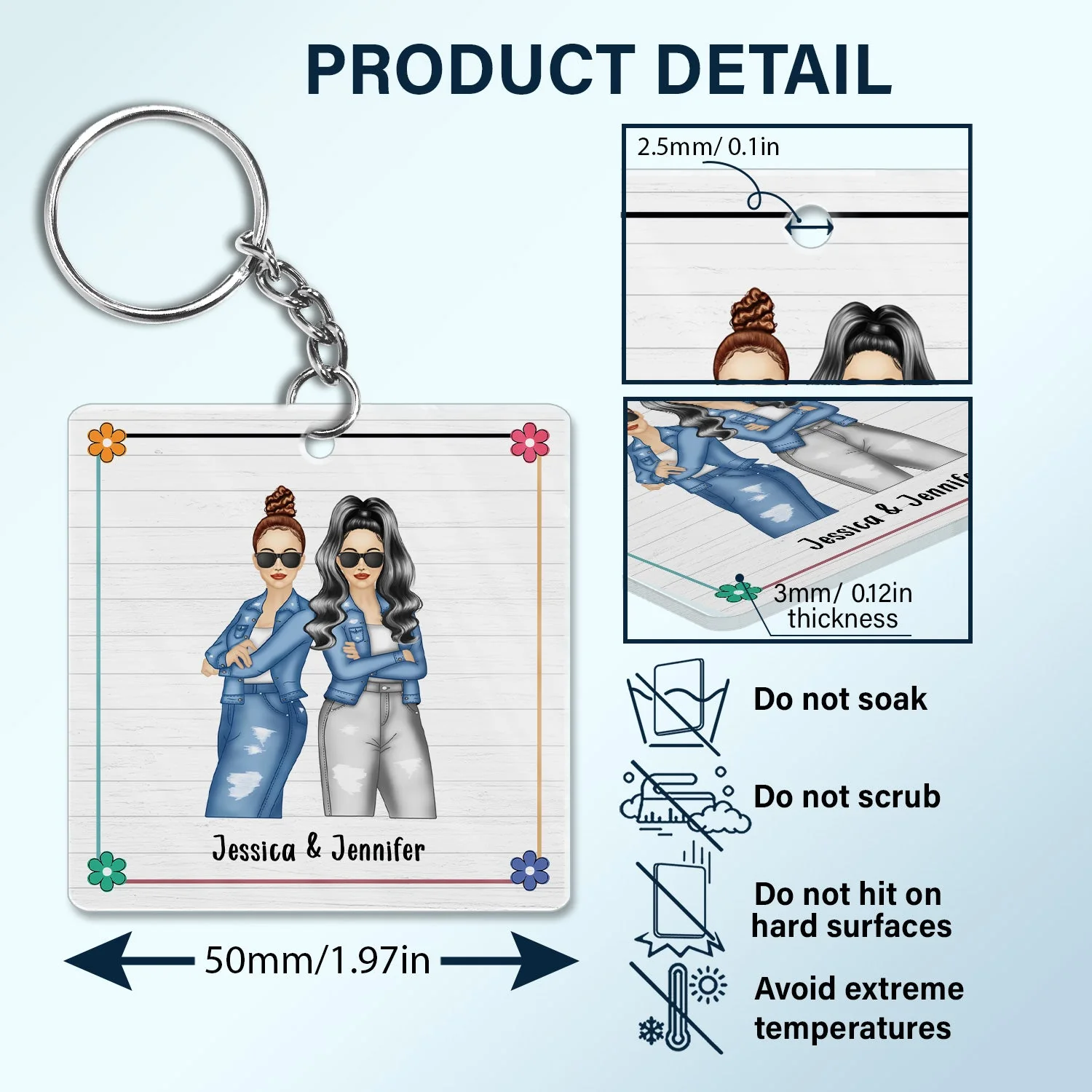 Congrats On Being My Bestie - Gift For Bestie - Personalized Acrylic Keychain - Image 5