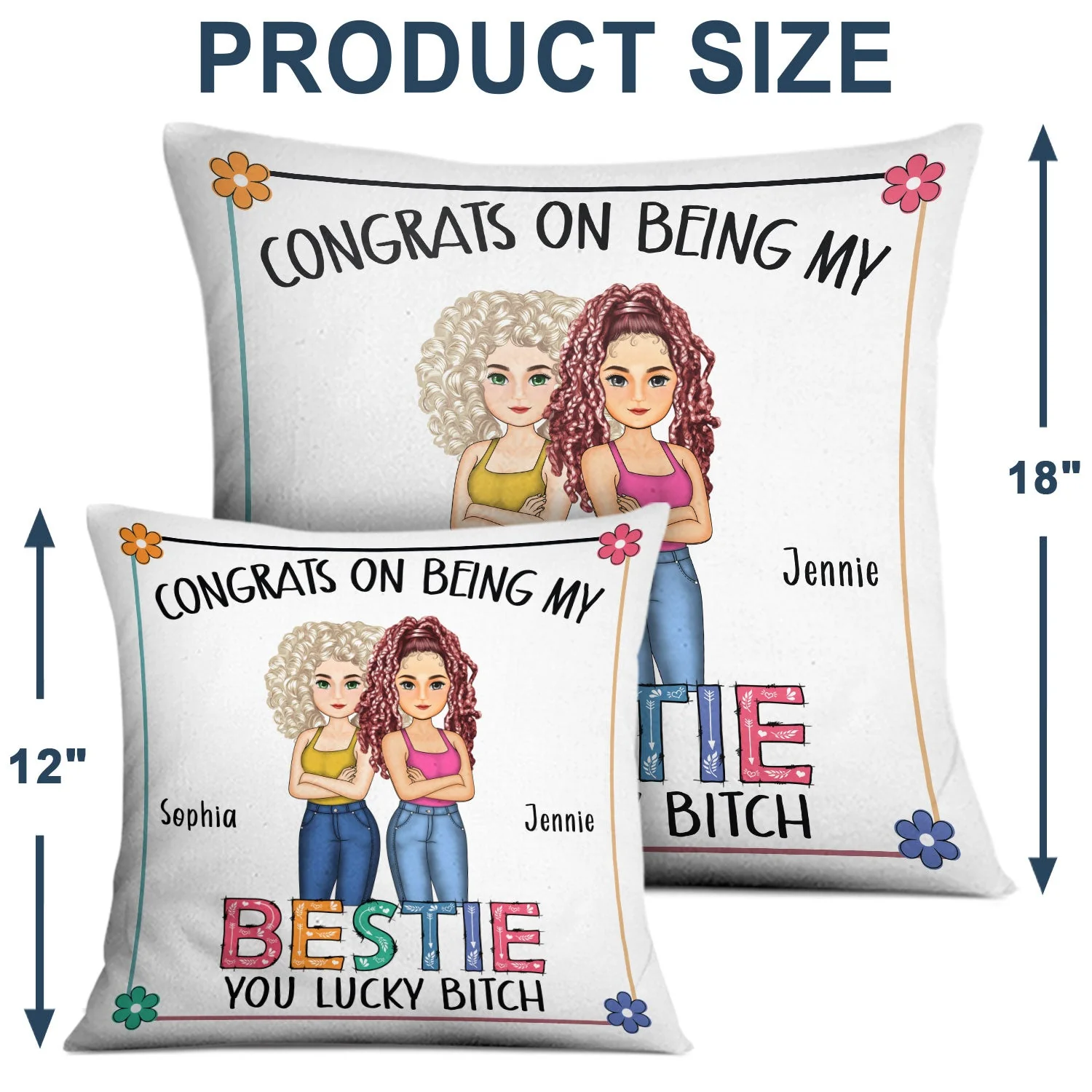 Congrats On Being My Bestie - Gift For Bestie - Personalized Pillow - Image 4