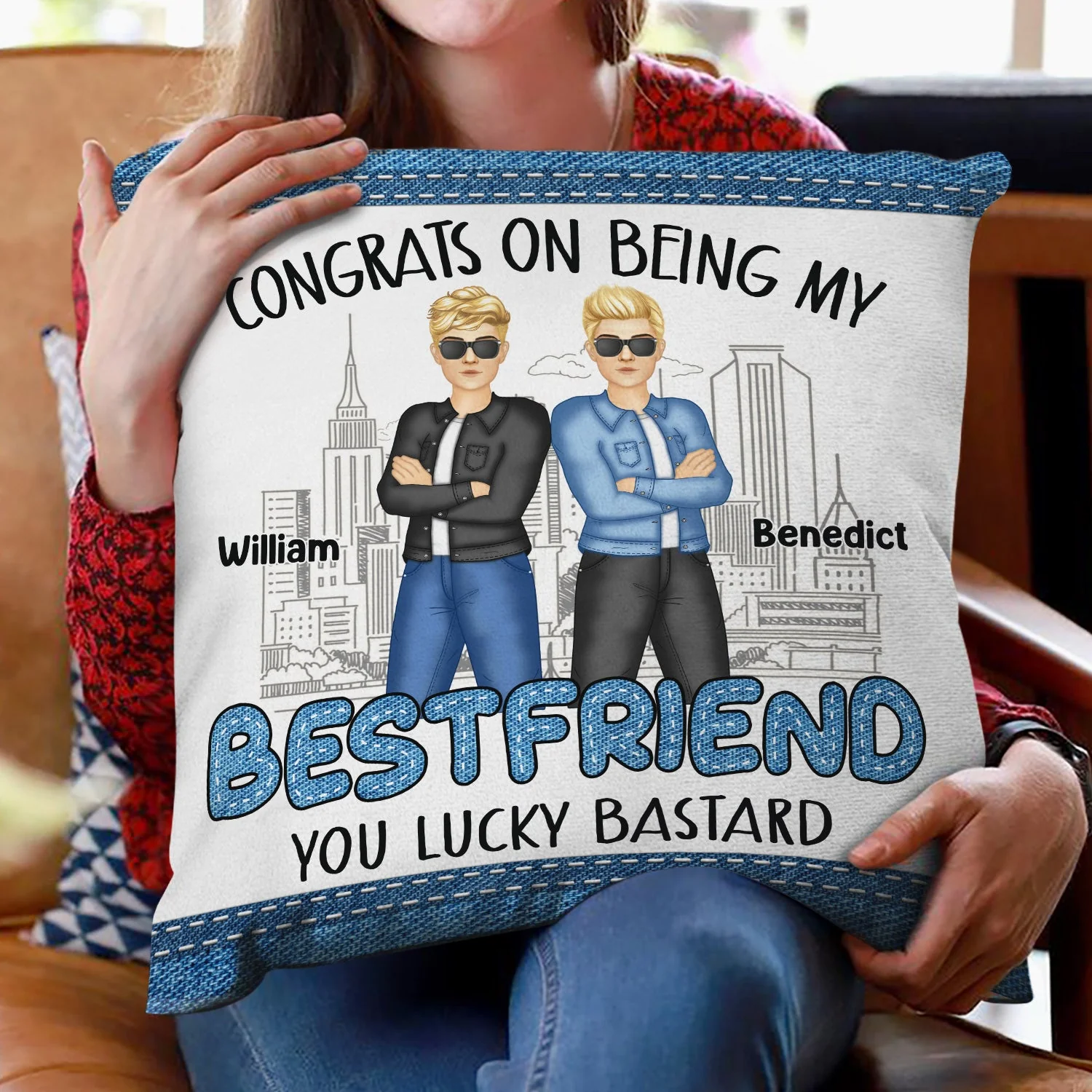 Congrats On Being My Bestie Jeans Ver - Gift For Bestie - Personalized Pillow - Image 2