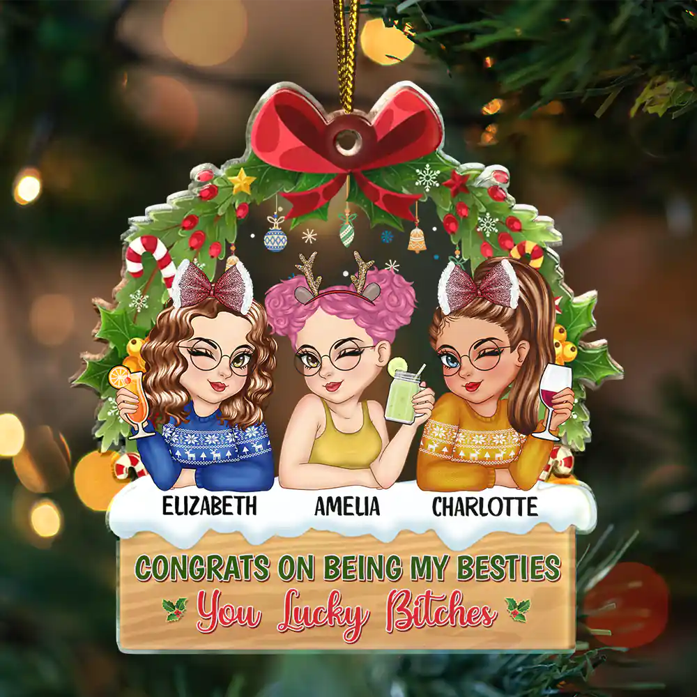Congrats On Being My Bestie - Personalized Custom Shaped Acrylic Ornament - Image 3
