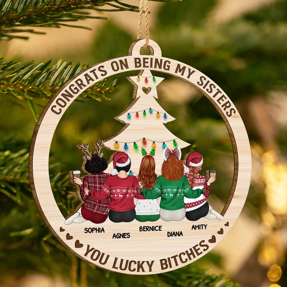 Congrats On Being My Bestie - Personalized Wooden Cutout Ornament - Image 3