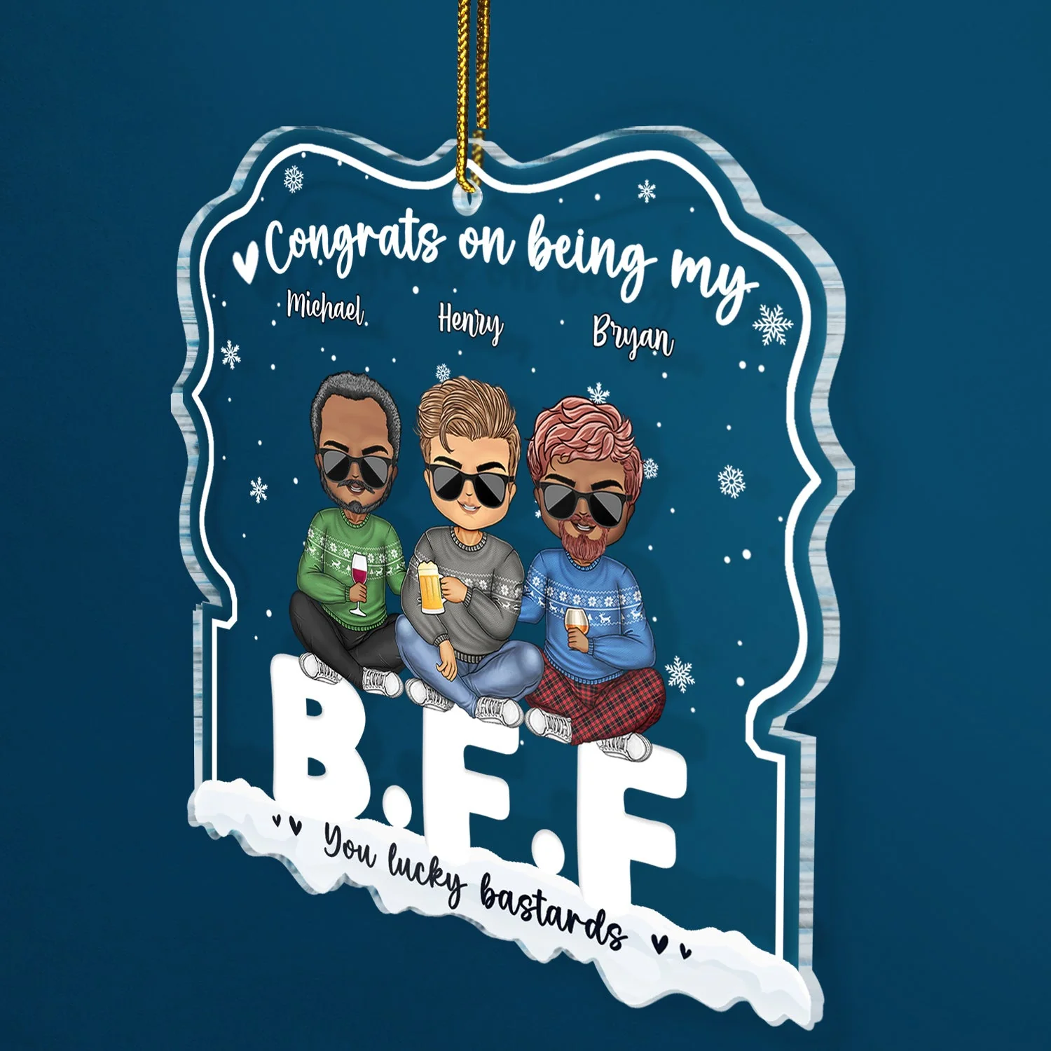 Congrats On Being My Besties - Christmas Gift For Besties - Personalized Custom Shaped Acrylic Ornament - Image 2