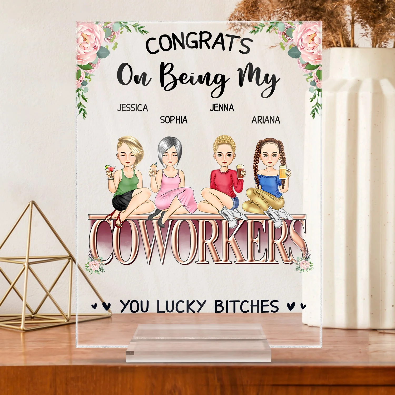 Congrats On Being My Besties - Gift For Besite - Personalized Vertical Rectangle Acrylic Plaque - Image 3