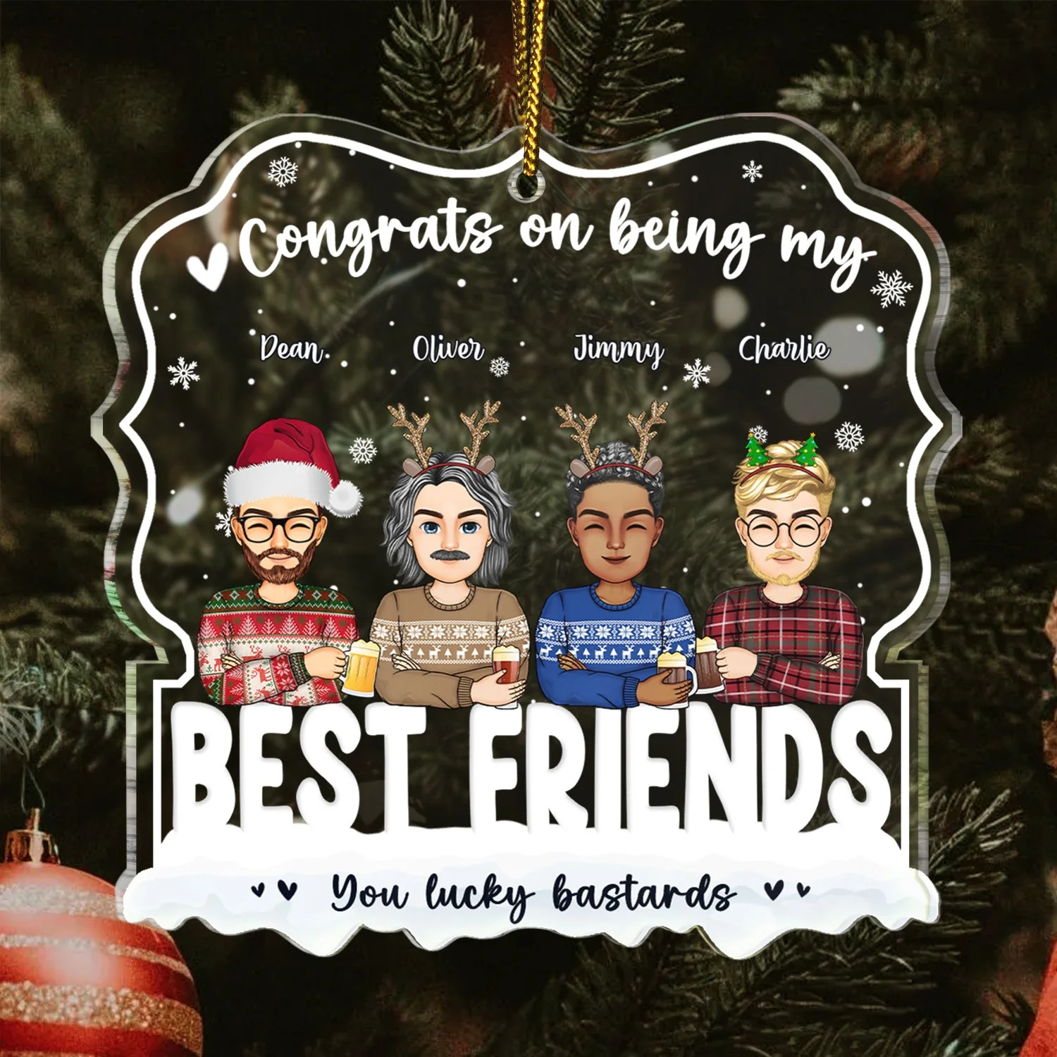 Congrats On Being My Besties - Gift For Sisters, Besties, Brother - Personalized Custom Shaped Acrylic Ornament - Image 3