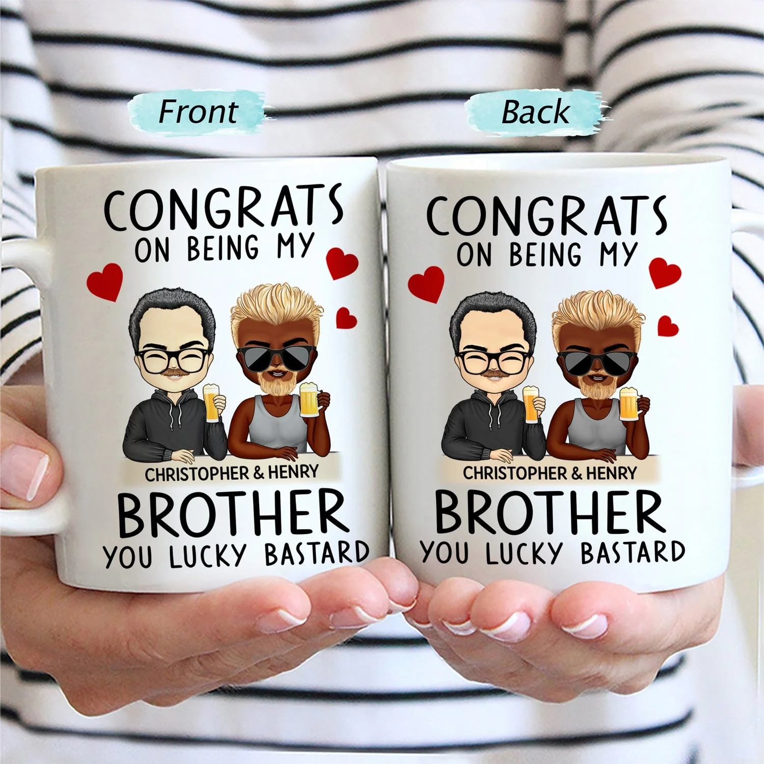 Congrats On Being My Brother Chibi - Birthday, Funny Gift For Brothers, Sisters, Sibling, Family - Personalized Mug - Image 2