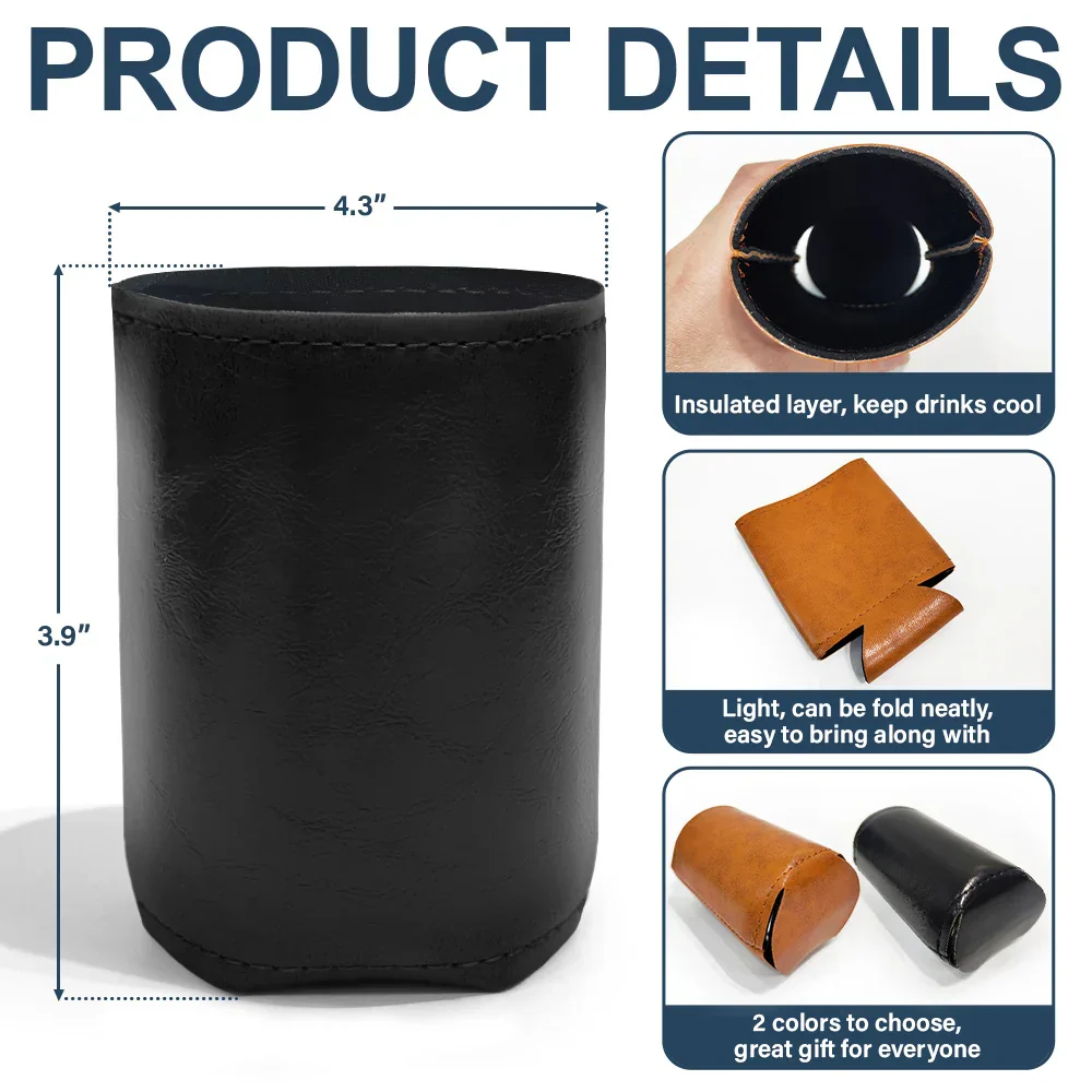 Congrats On Being My Brother Dad Grandpa - Personalized Leather Can Cooler - Image 4