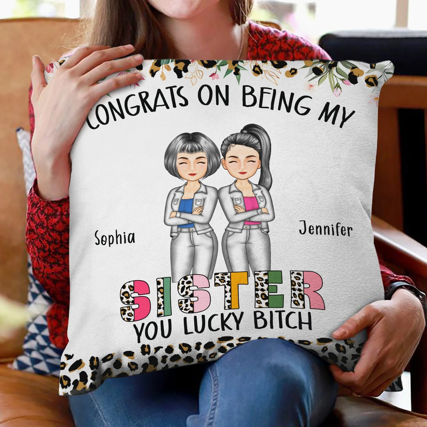 Congrats On Being My Brother Leopard Ver - Gift For Sibling - Personalized Pillow - Image 2