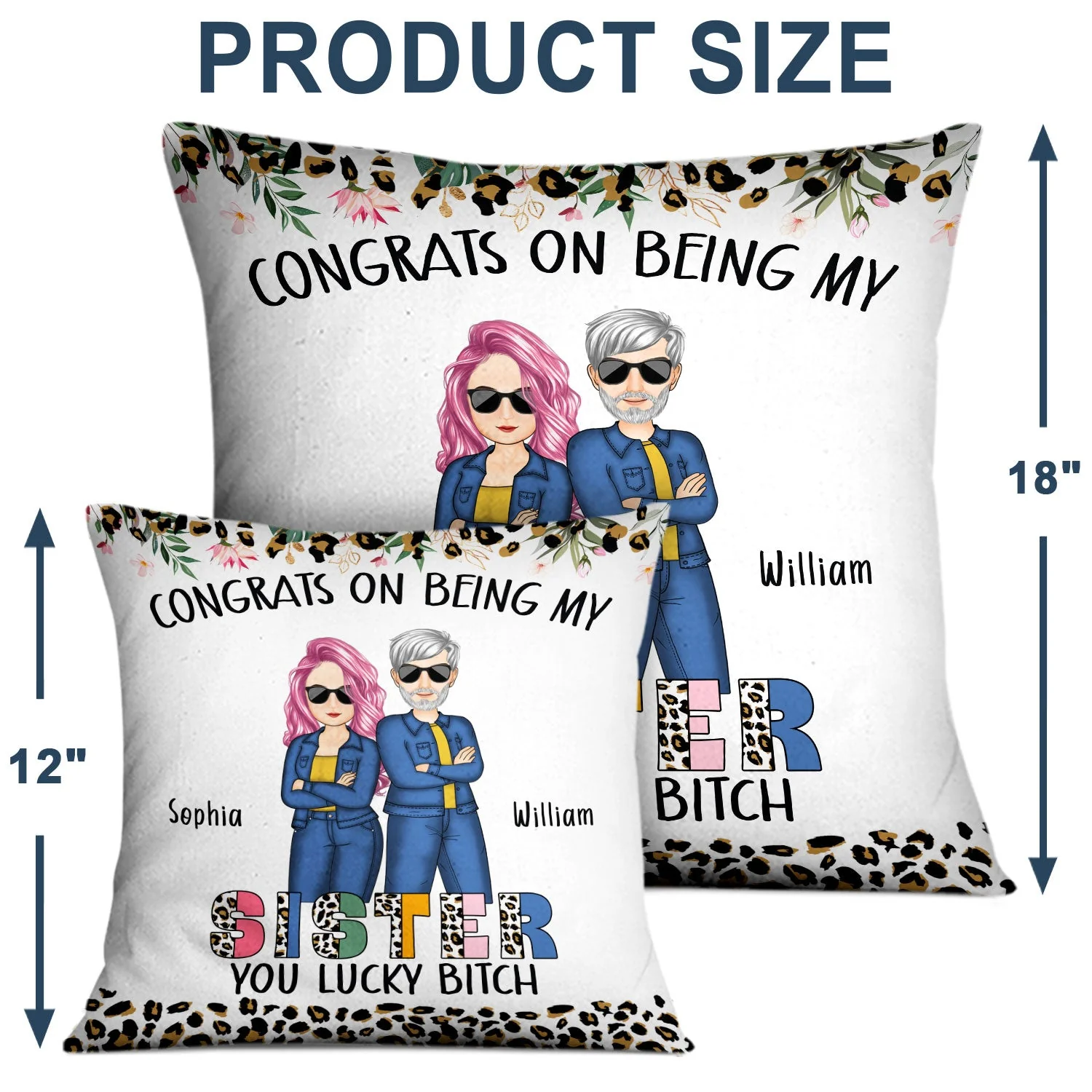 Congrats On Being My Brother Leopard Ver - Gift For Sibling - Personalized Pillow - Image 4