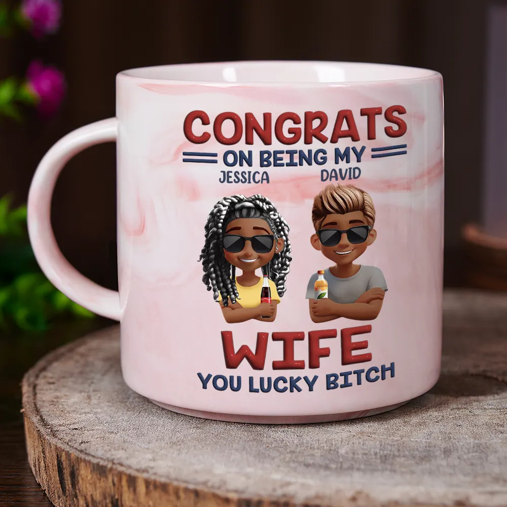 Congrats On Being My Brother Sister Bestie - Personalized Marble Mug - Image 3