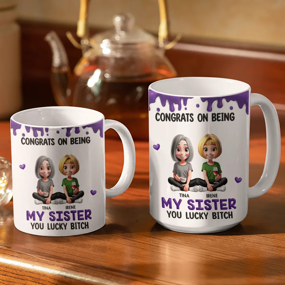Congrats On Being My Brother Sister - Personalized White Edge-to-Edge Mug - Image 3