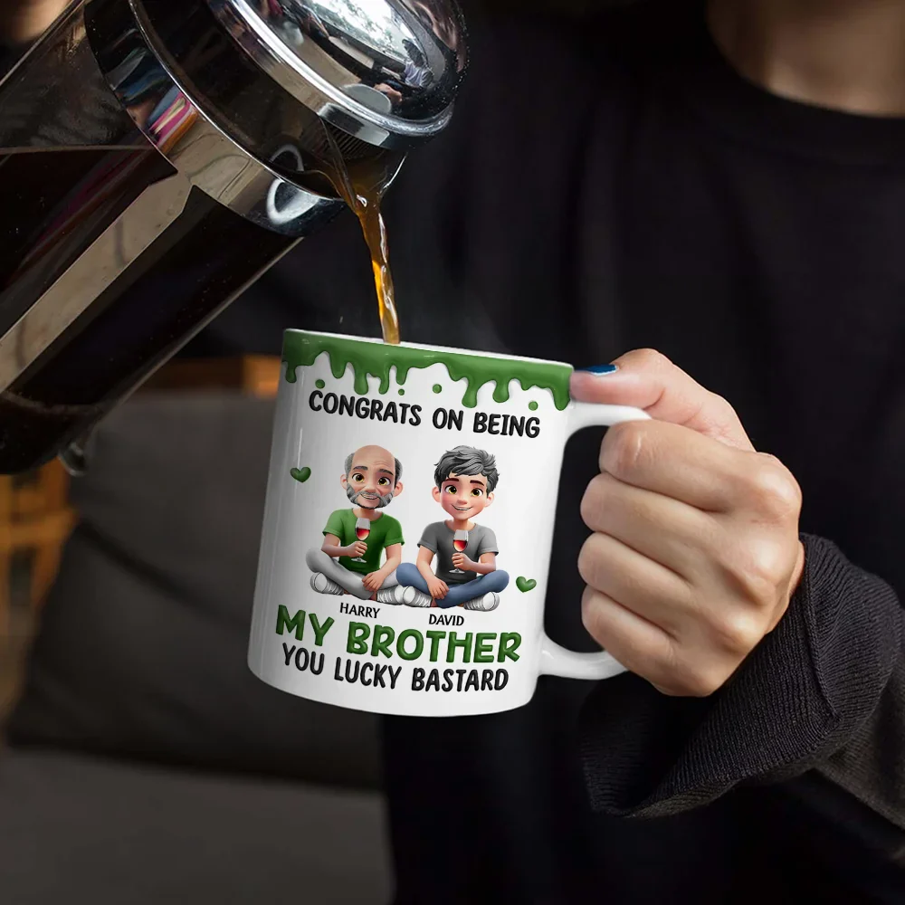 Congrats On Being My Brother Sister - Personalized White Edge-to-Edge Mug - Image 4