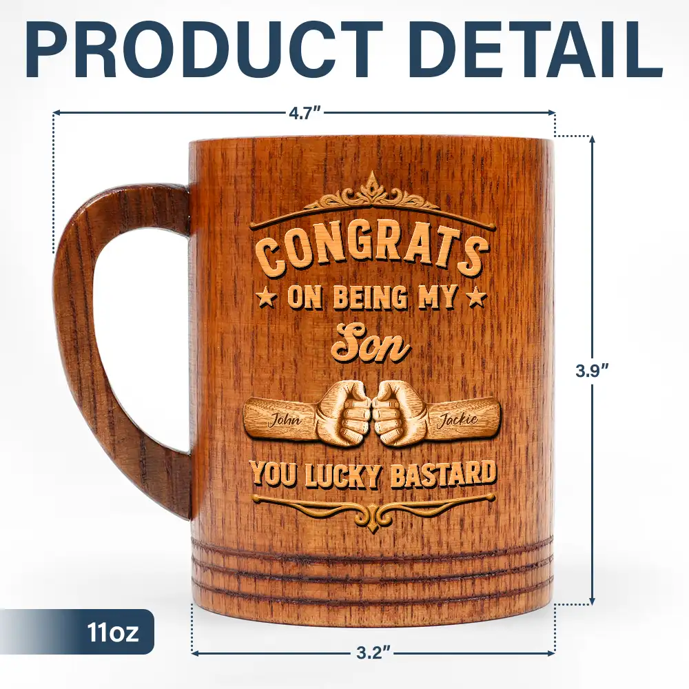 Congrats On Being My Brother Wood Carving Hand Punch - Personalized Wooden Mug - Image 6