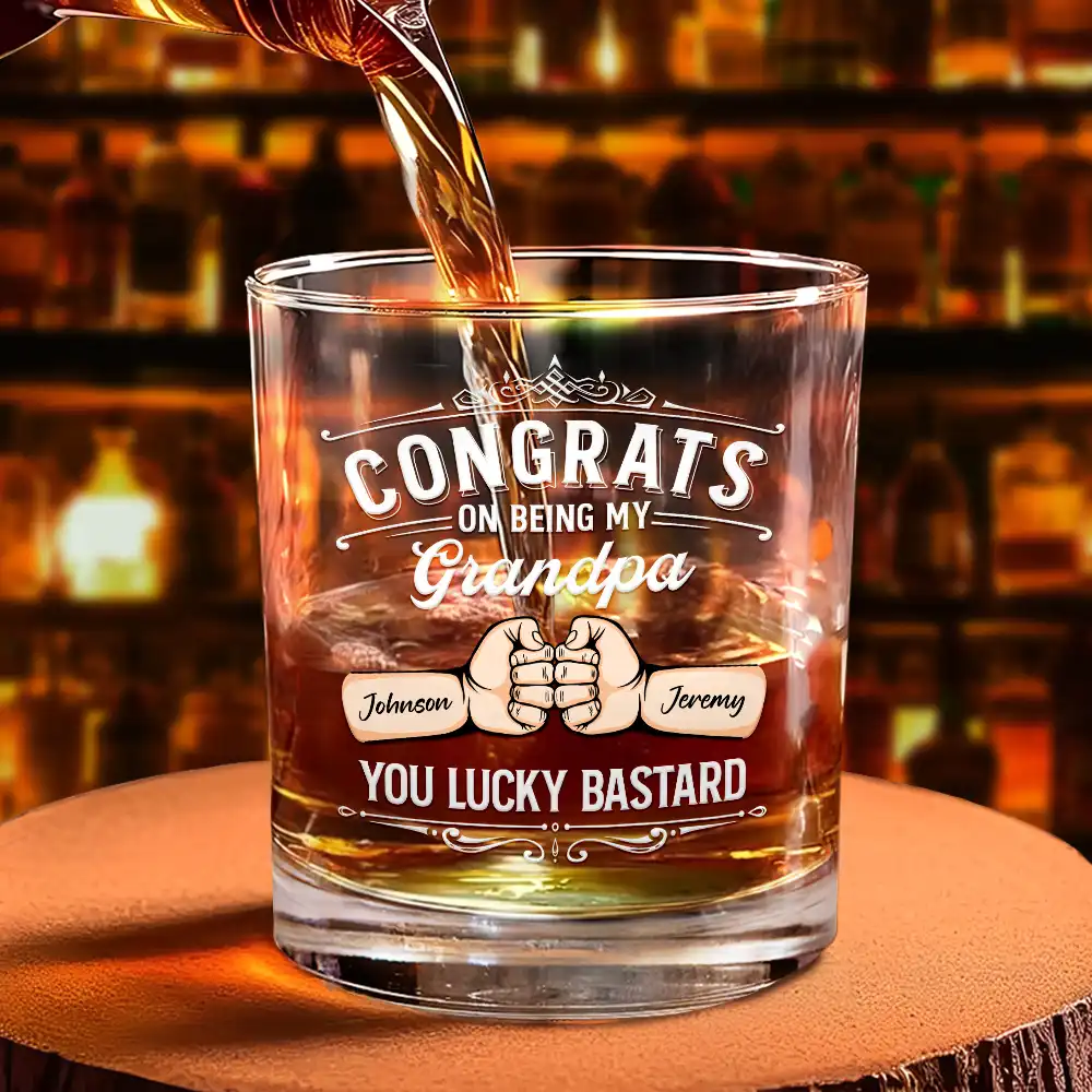 Congrats On Being My Brother You Lucky Man Hand Punch - Personalized Whiskey Glass - Image 4
