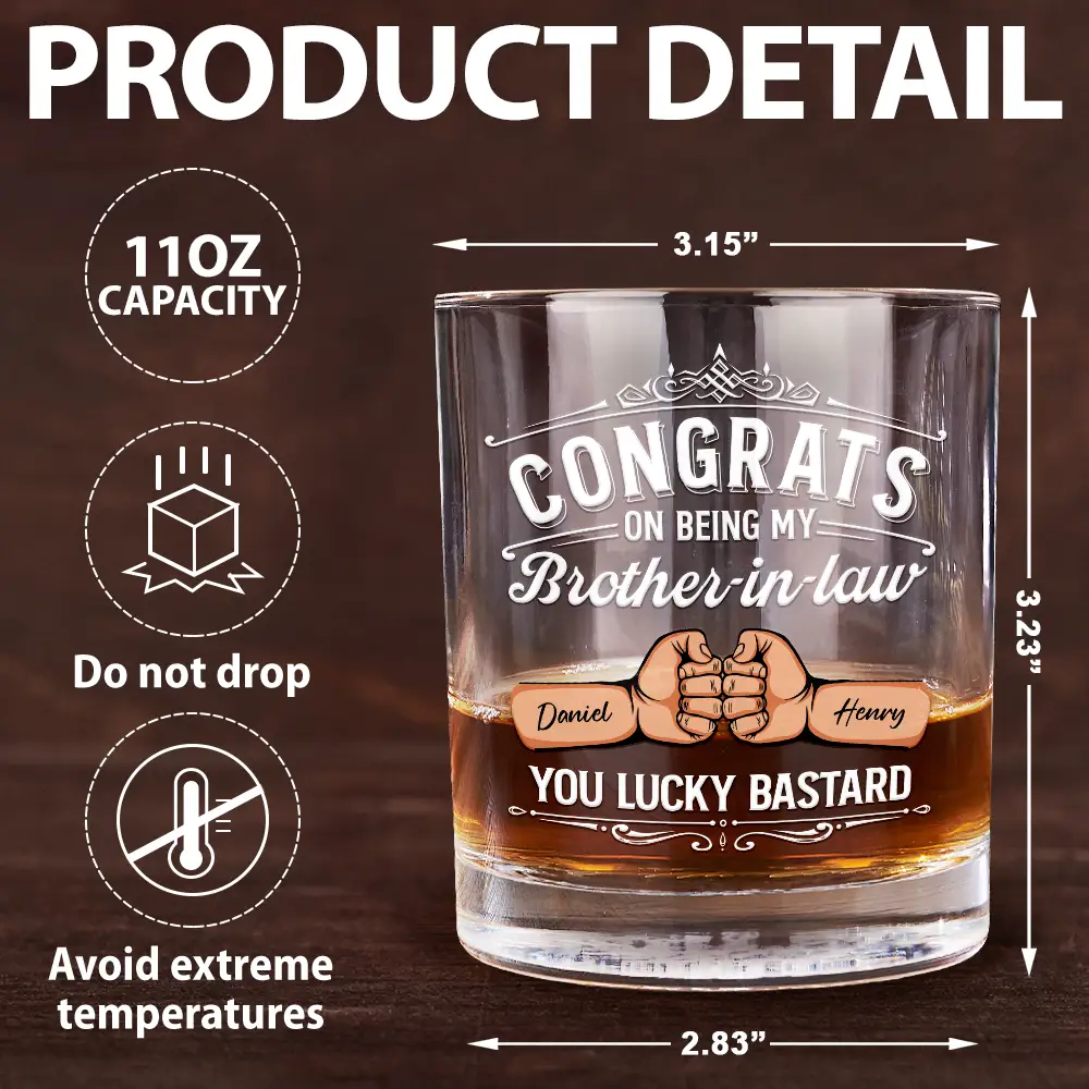 Congrats On Being My Brother You Lucky Man Hand Punch - Personalized Whiskey Glass - Image 5