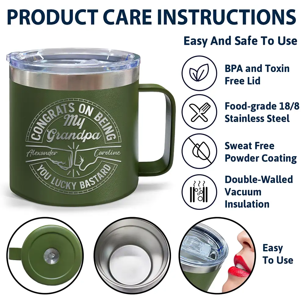 Congrats On Being My Brother You Lucky Man - Personalized 14oz Stainless Steel Tumbler With Handle - Image 6