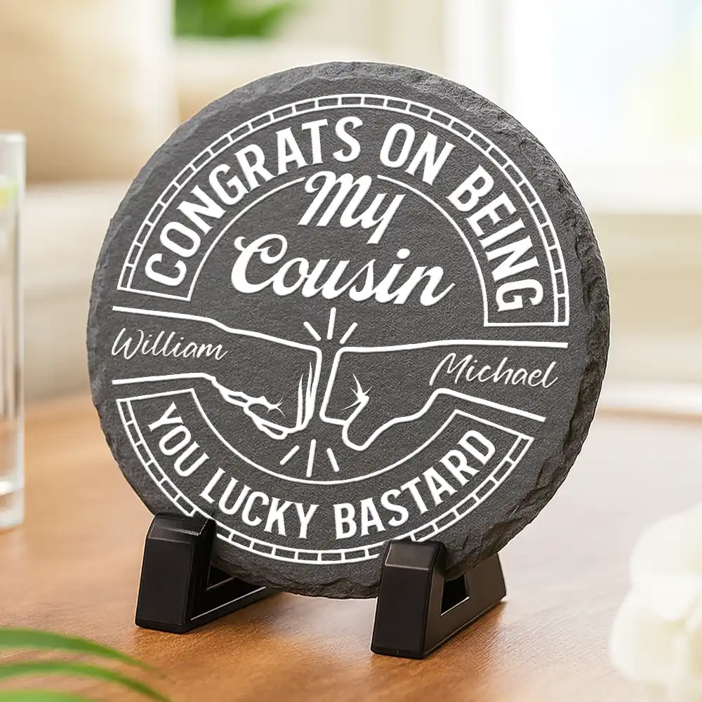 Congrats On Being My Brother You Lucky Man - Personalized Slate Coaster - Image 3