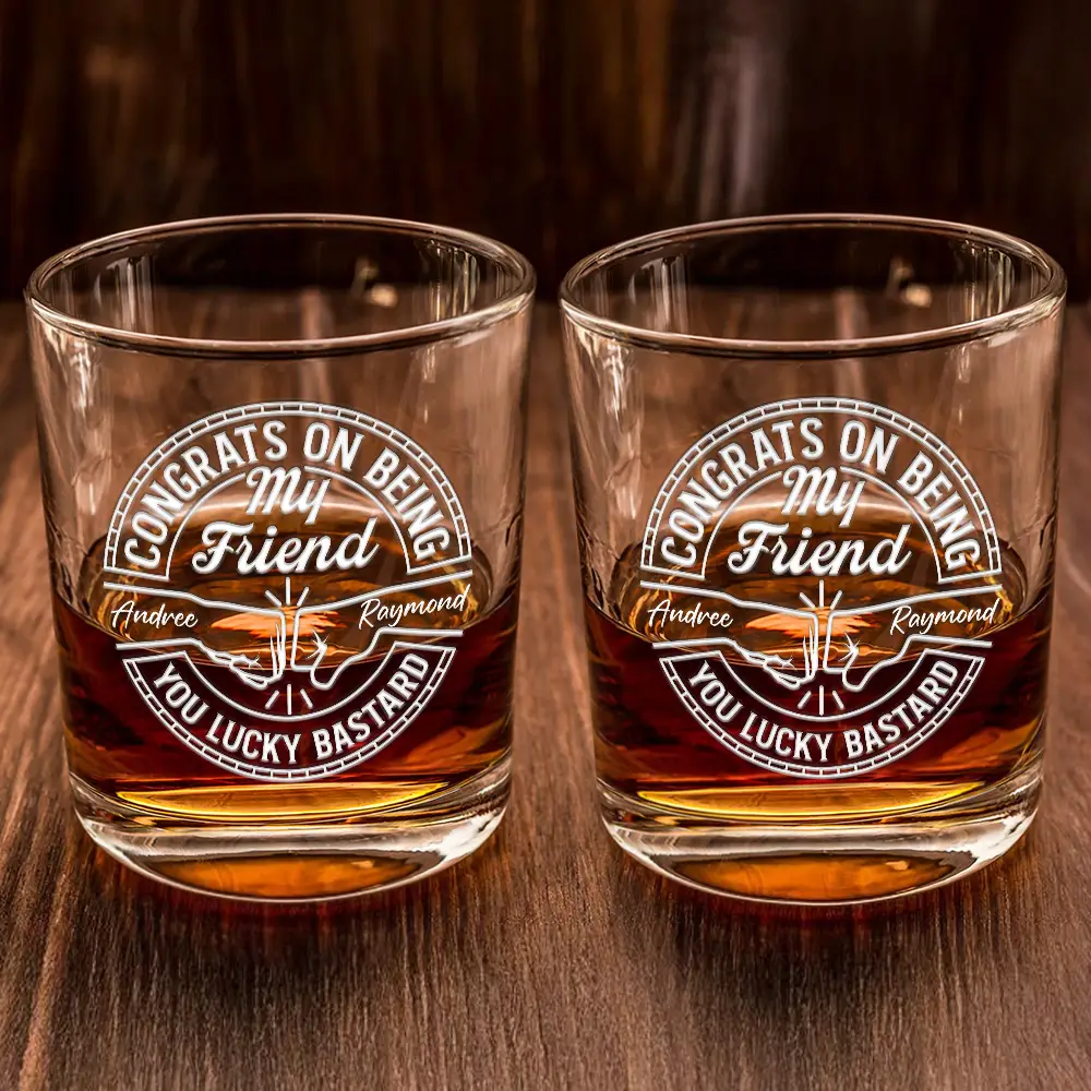 Congrats On Being My Brother You Lucky Man - Personalized Whiskey Glass - Image 2
