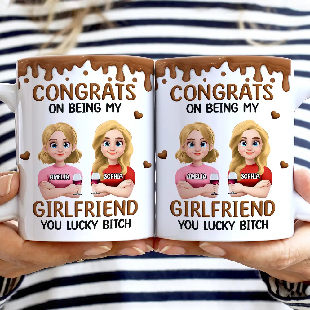 Congrats On Being My Husband 3D Effect Couple - Personalized White Edge-to-Edge Mug - Image 2