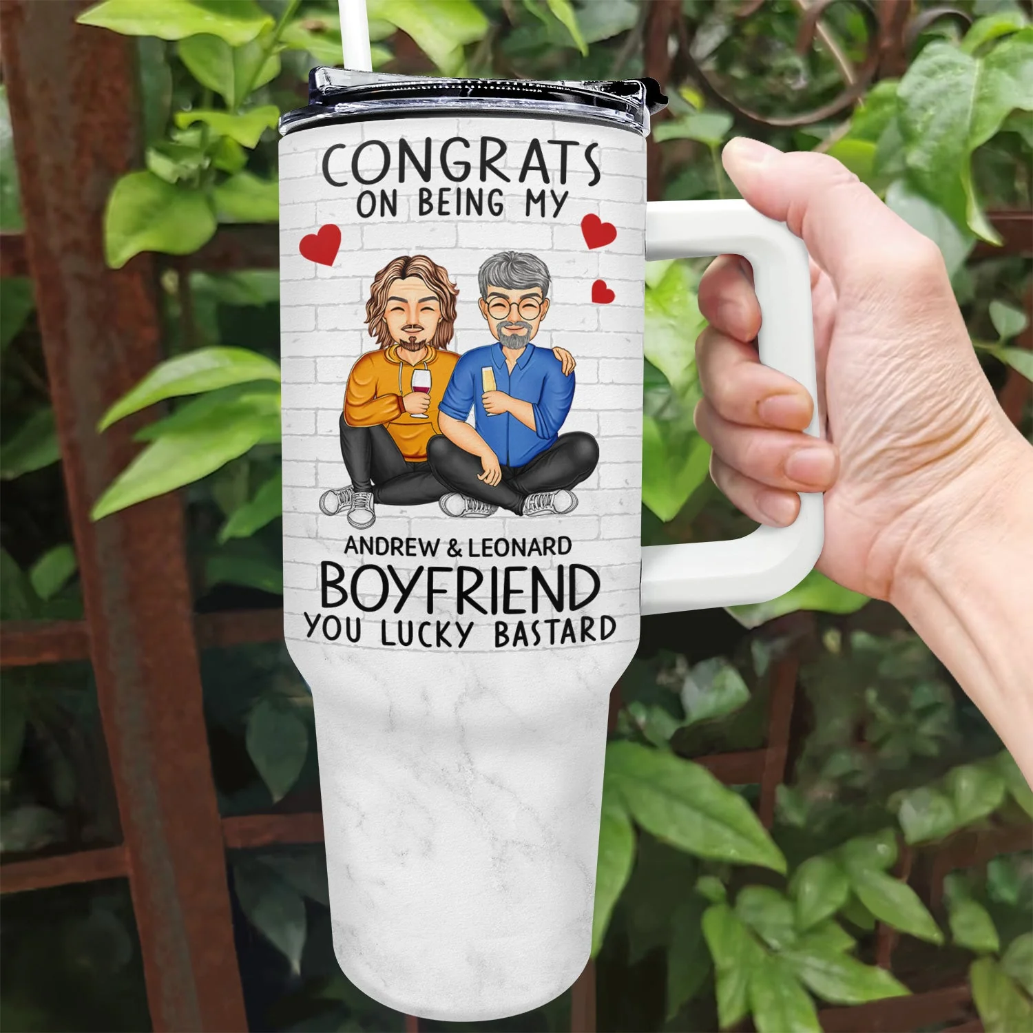 Congrats On Being My Husband And Wife - Gift For Couples - Personalized 40oz Tumbler With Straw - Image 2