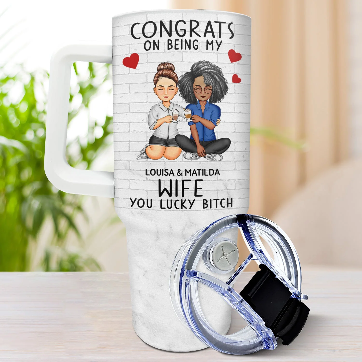 Congrats On Being My Husband And Wife - Gift For Couples - Personalized 40oz Tumbler With Straw - Image 3