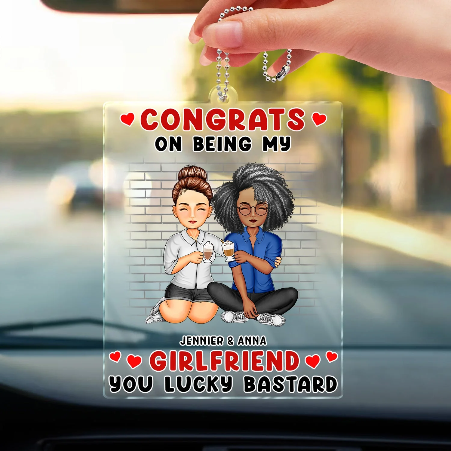 Congrats On Being My Husband - Anniversary, Funny Gift For Couples, Family - Personalized Acrylic Car Hanger - Image 3