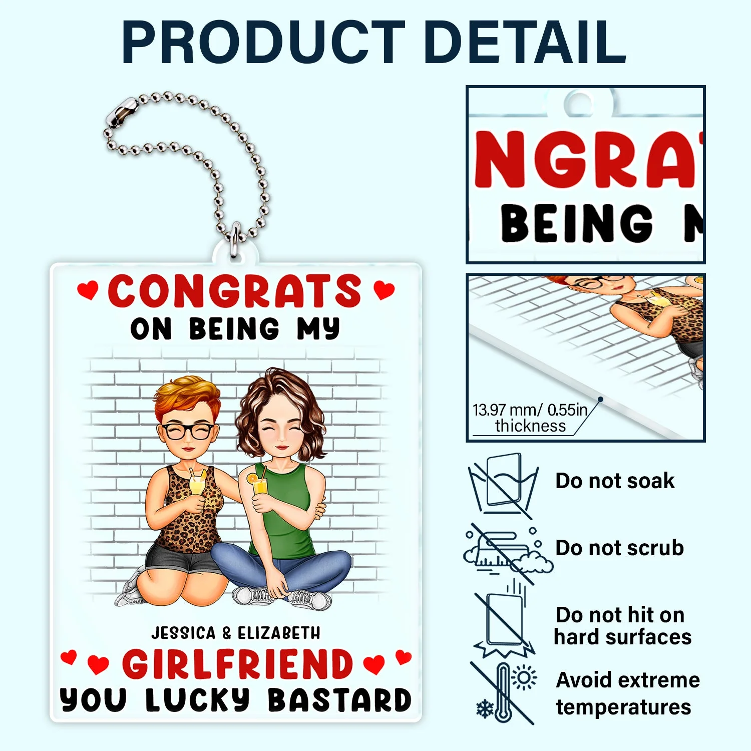 Congrats On Being My Husband - Anniversary, Funny Gift For Couples, Family - Personalized Acrylic Car Hanger - Image 5