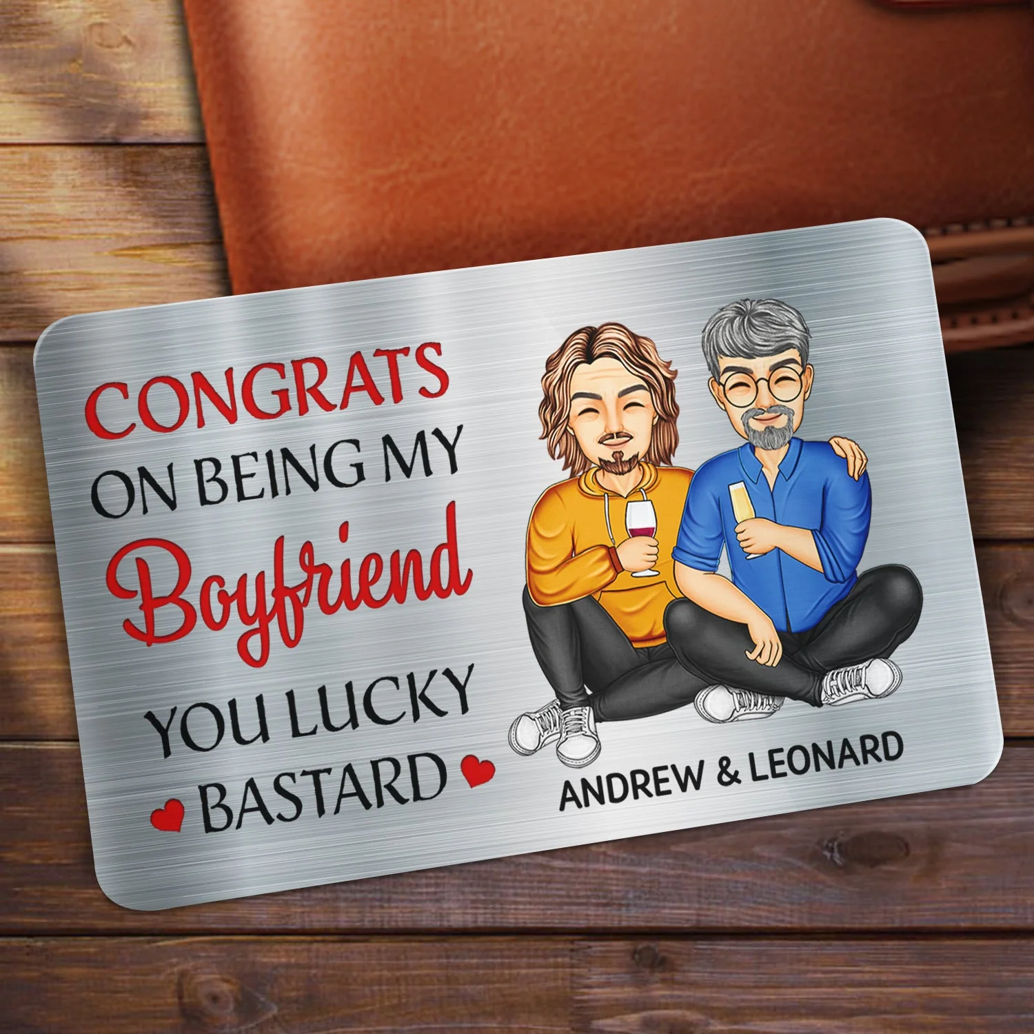 Congrats On Being My Husband - Anniversary Gift For Spouse, Lover, Couple - Personalized Aluminum Wallet Card - Image 2