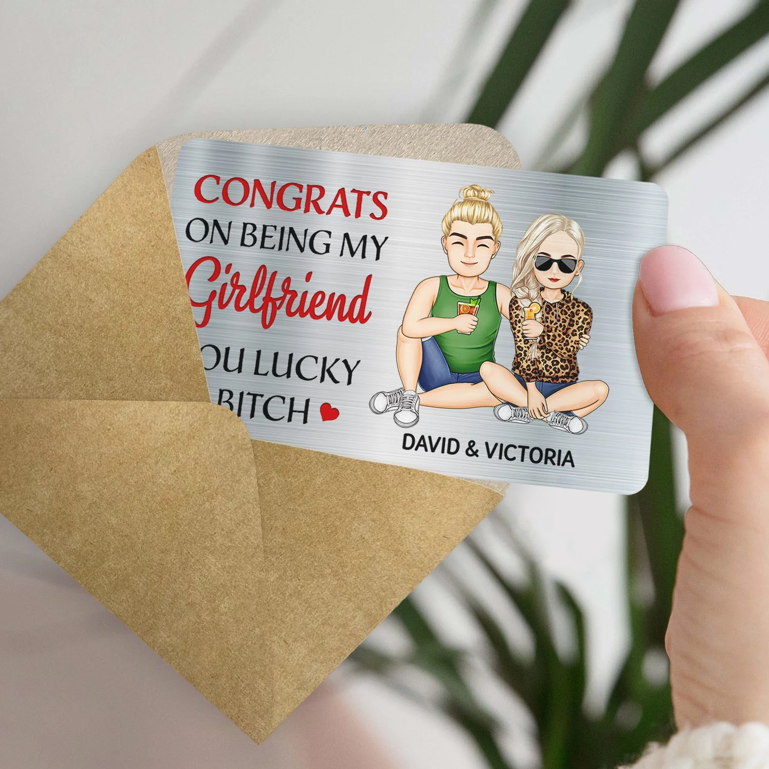 Congrats On Being My Husband - Anniversary Gift For Spouse, Lover, Couple - Personalized Aluminum Wallet Card - Image 4