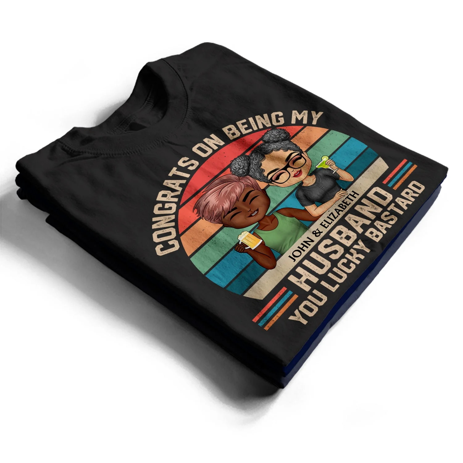 Congrats On Being My Husband - Anniversary, Vacation, Funny Gift For Couples, Family - Personalized Custom T Shirt - Image 2