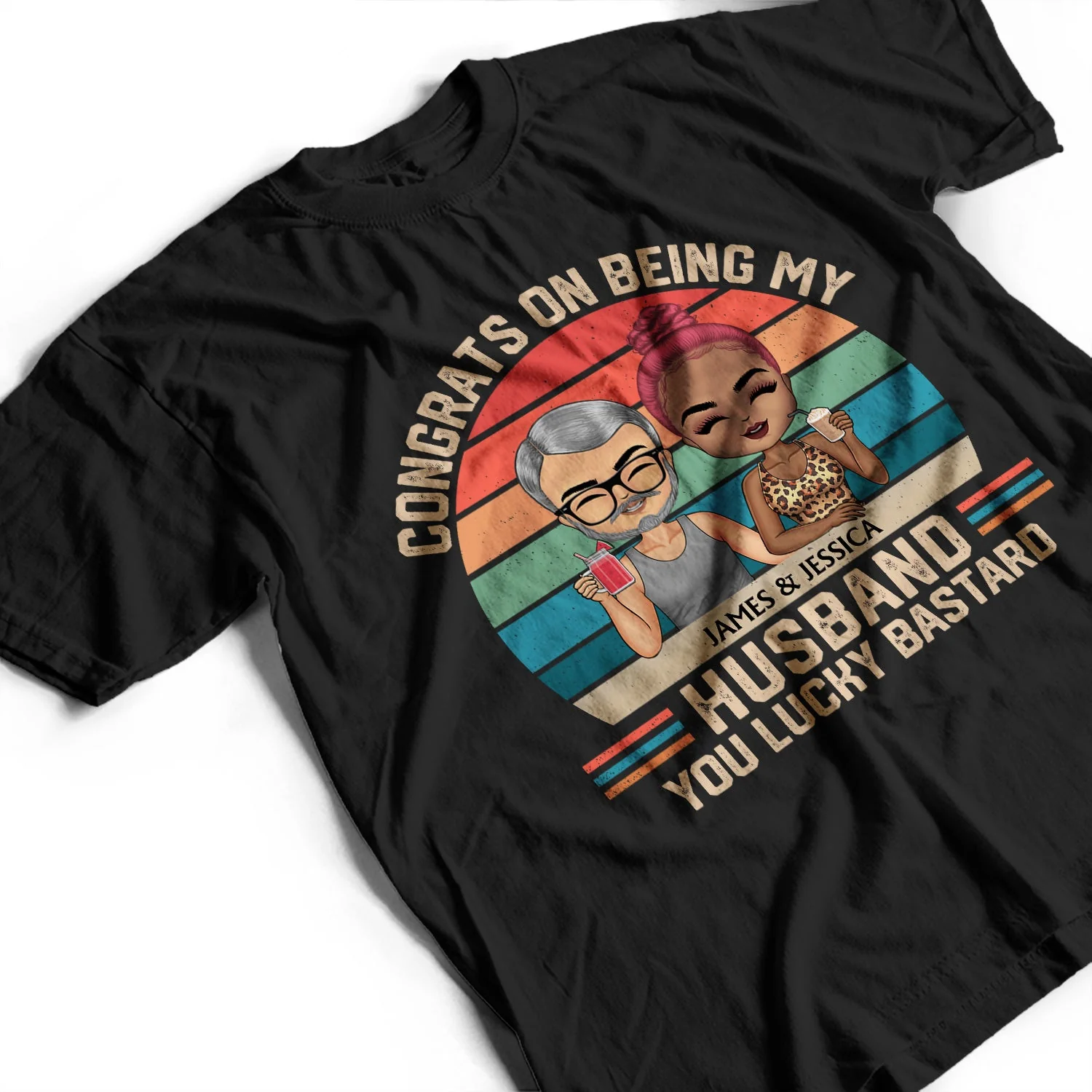 Congrats On Being My Husband - Anniversary, Vacation, Funny Gift For Couples, Family - Personalized Custom T Shirt - Image 3