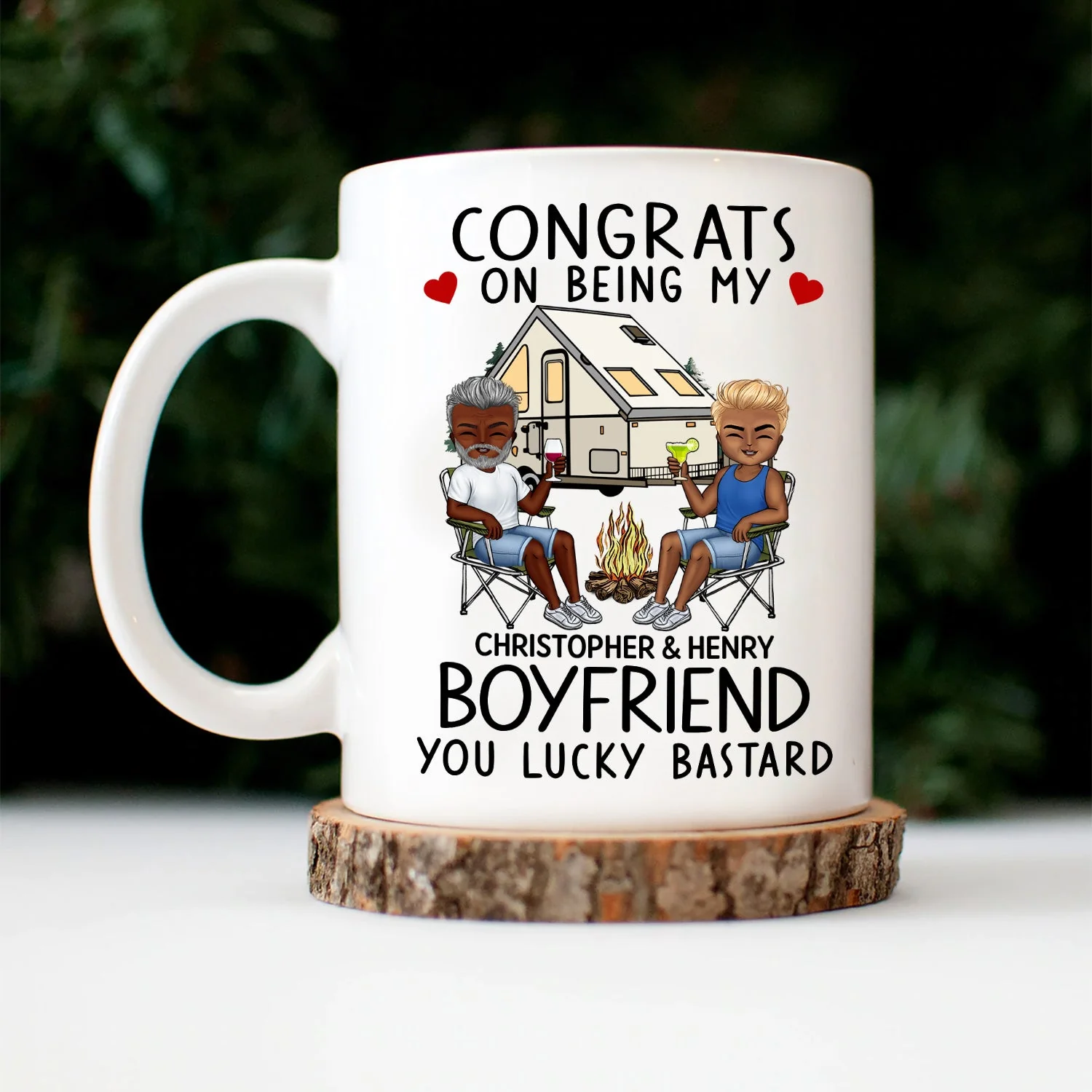 Congrats On Being My Husband Camping - Anniversary, Vacation, Funny Gift For Couples, Family - Personalized Mug - Image 3