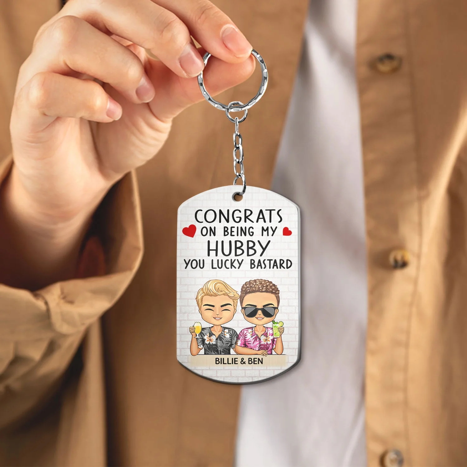 Congrats On Being My Husband Chibi - Anniversary, Vacation, Funny Gift For Couples, Family - Personalized Aluminum Keychain - Image 4
