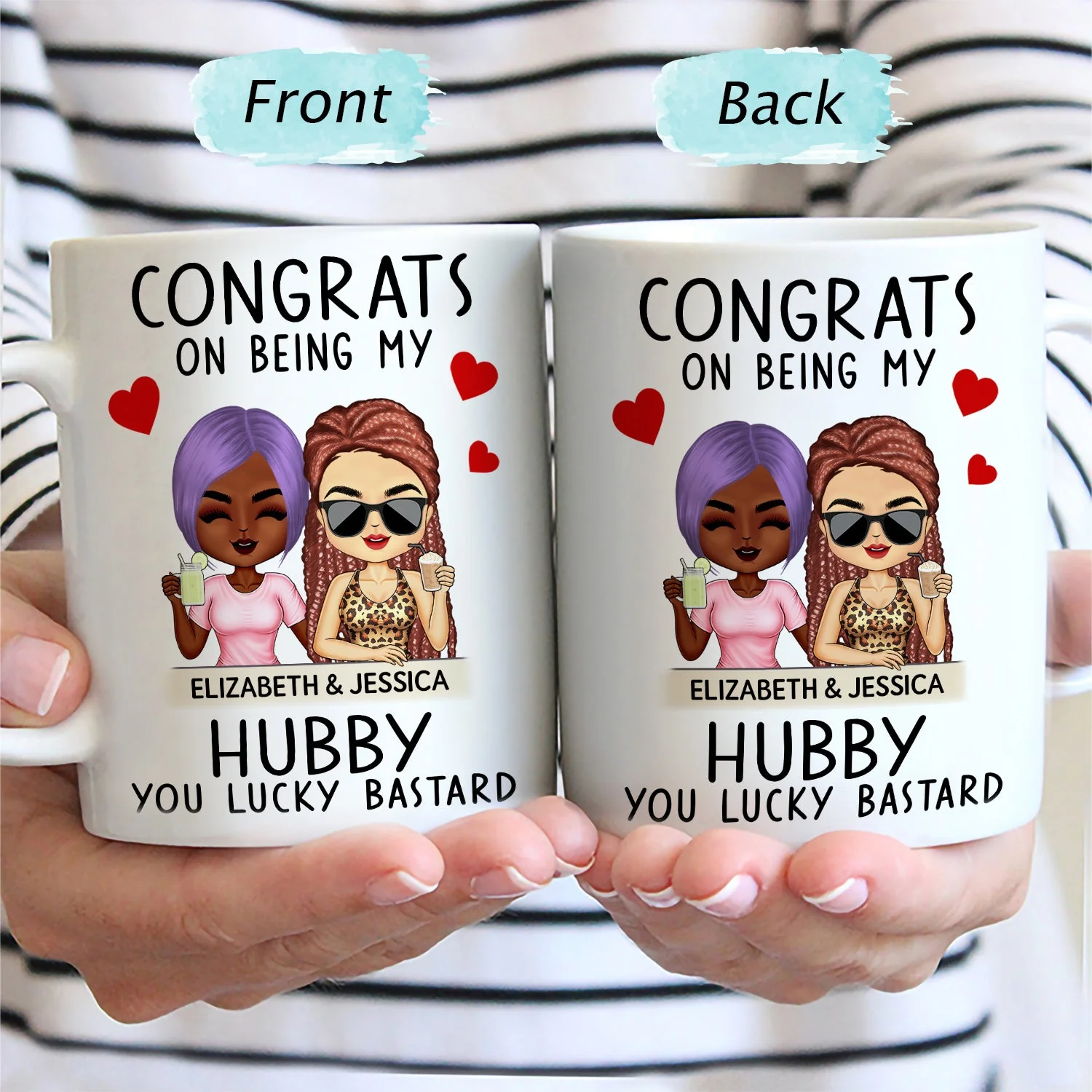 Congrats On Being My Husband Chibi - Anniversary, Vacation, Funny Gift For Couples, Family - Personalized Custom Mug - Image 2
