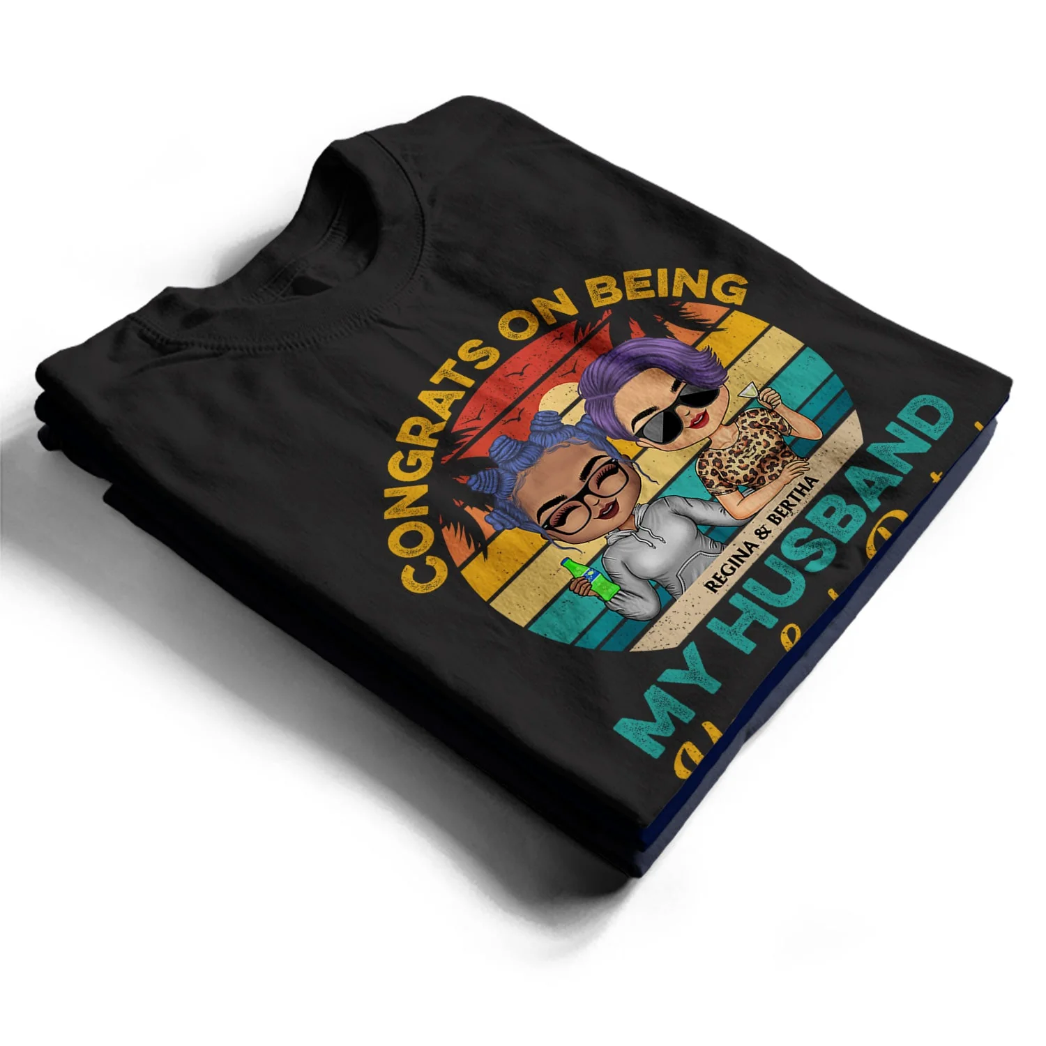 Congrats On Being My Husband Chibi - Anniversary, Vacation, Funny Gift For Couples, Family - Personalized Custom T Shirt - Image 2