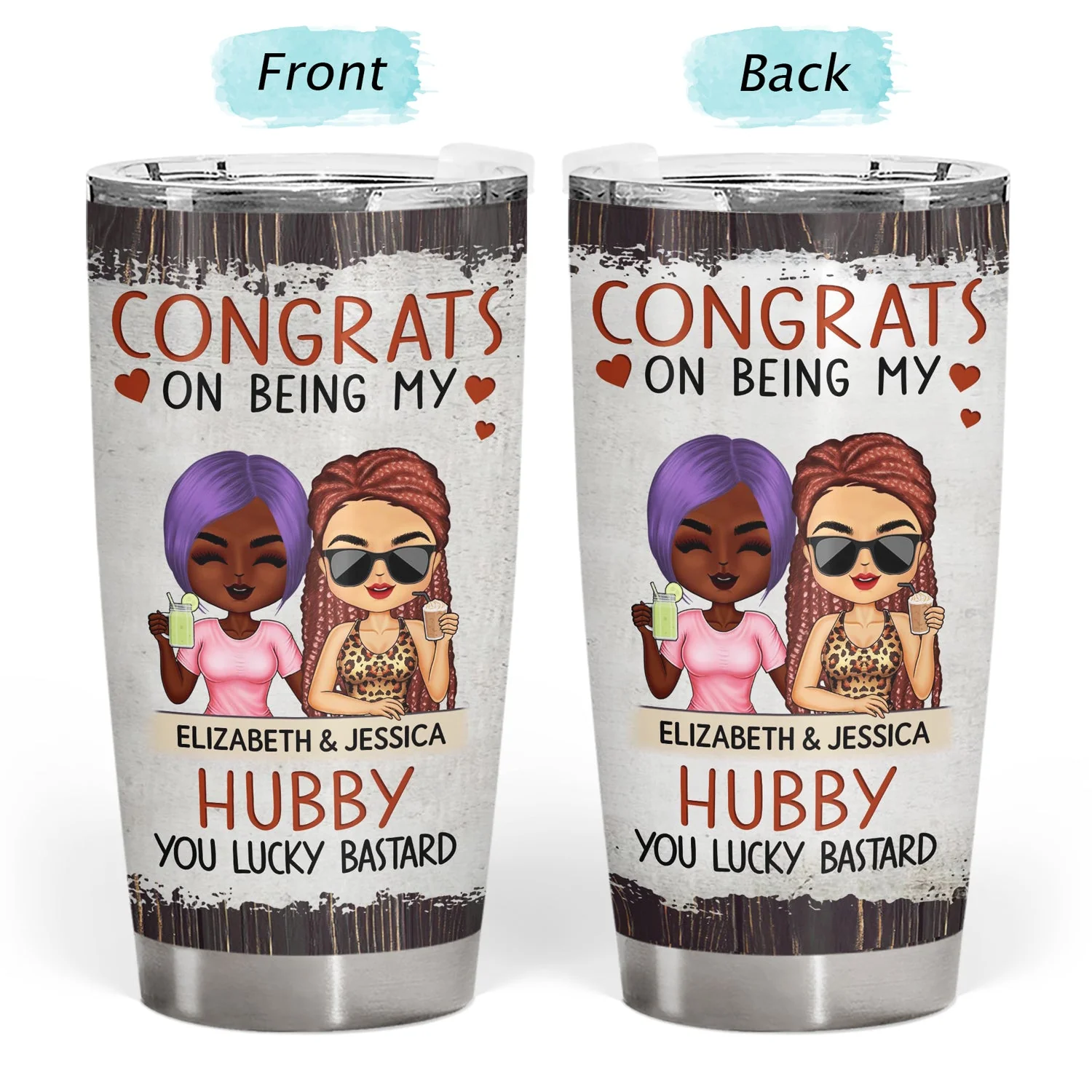 Congrats On Being My Husband Chibi - Anniversary, Vacation, Funny Gift For Couples, Family - Personalized Tumbler - Image 3