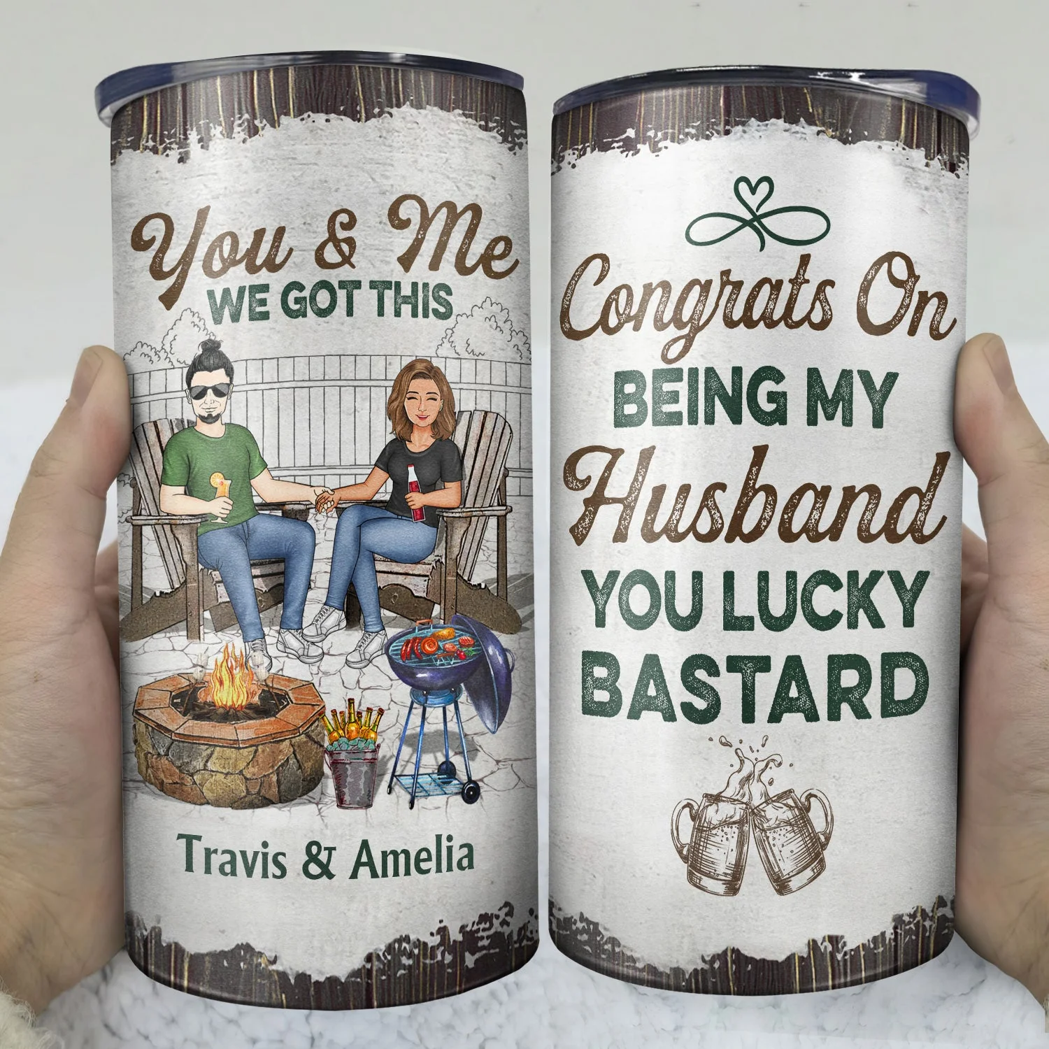 Congrats On Being My Husband - Loving Gift For Couples - Personalized Custom 4 In 1 Can Cooler Tumbler - Image 3