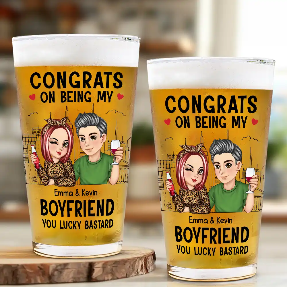 Congrats On Being My Husband - Personalized Beer Glass - Image 2
