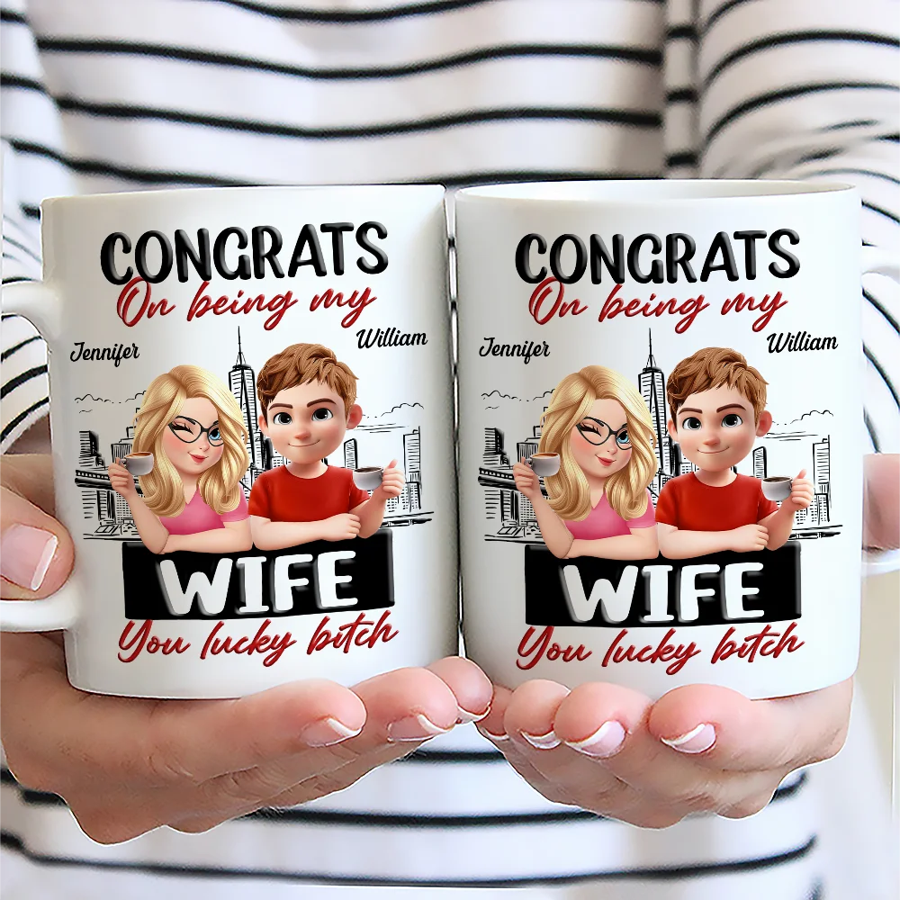 Congrats On Being My Husband Wife 3D Effect Couple - Personalized Mug - Image 2