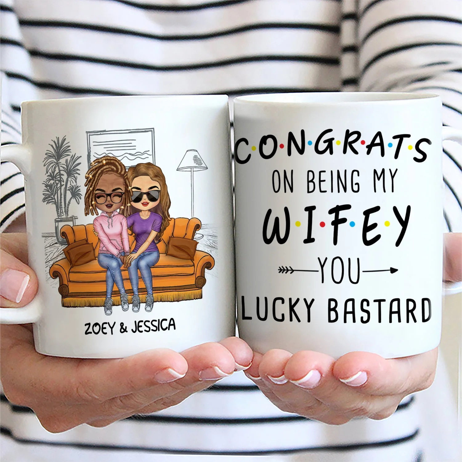 Congrats On Being My Husband You Lucky - Birthday, Anniversary Gift For Spouse, Lover, Hubby, Wifey, Wife, Boyfriend, Girlfriend, Couple - Personalized Custom Mug - Image 2