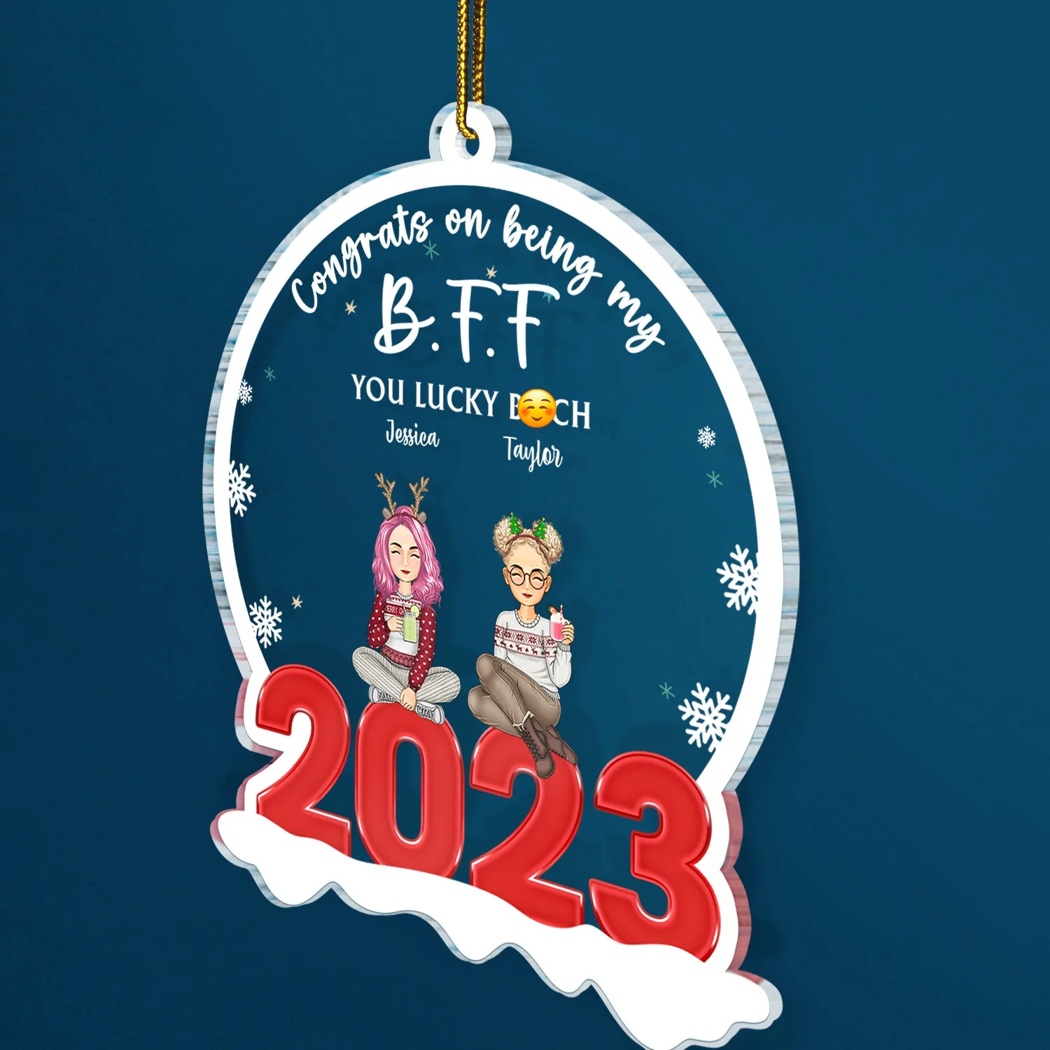 Congrats On Being You Lucky - Christmas Gift For Besties - Personalized Custom Shaped Acrylic Ornament - Image 2