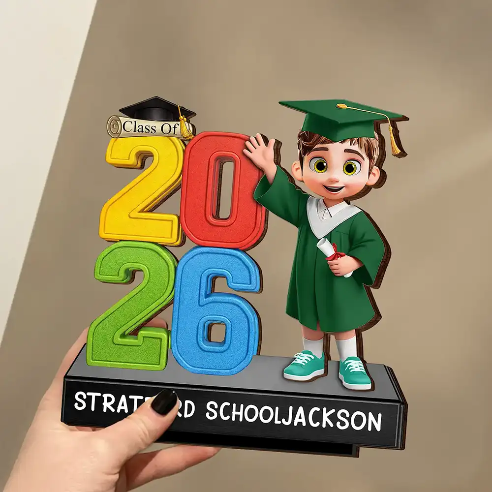 Congrats Pre-k Preschool Kindergarten Graduated - Personalized Custom Shaped Wooden Plaque - Image 3