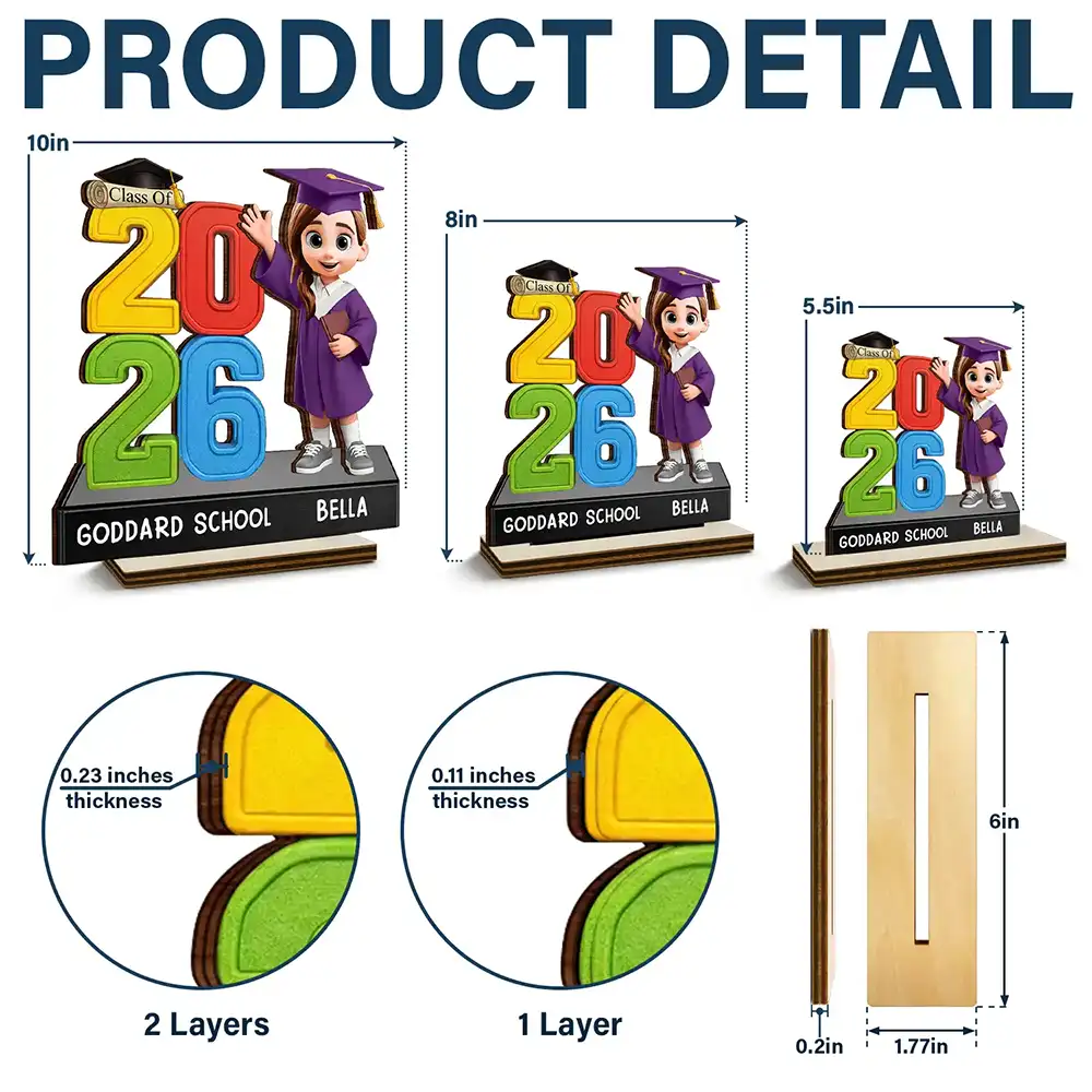 Congrats Pre-k Preschool Kindergarten Graduated - Personalized Custom Shaped Wooden Plaque - Image 4