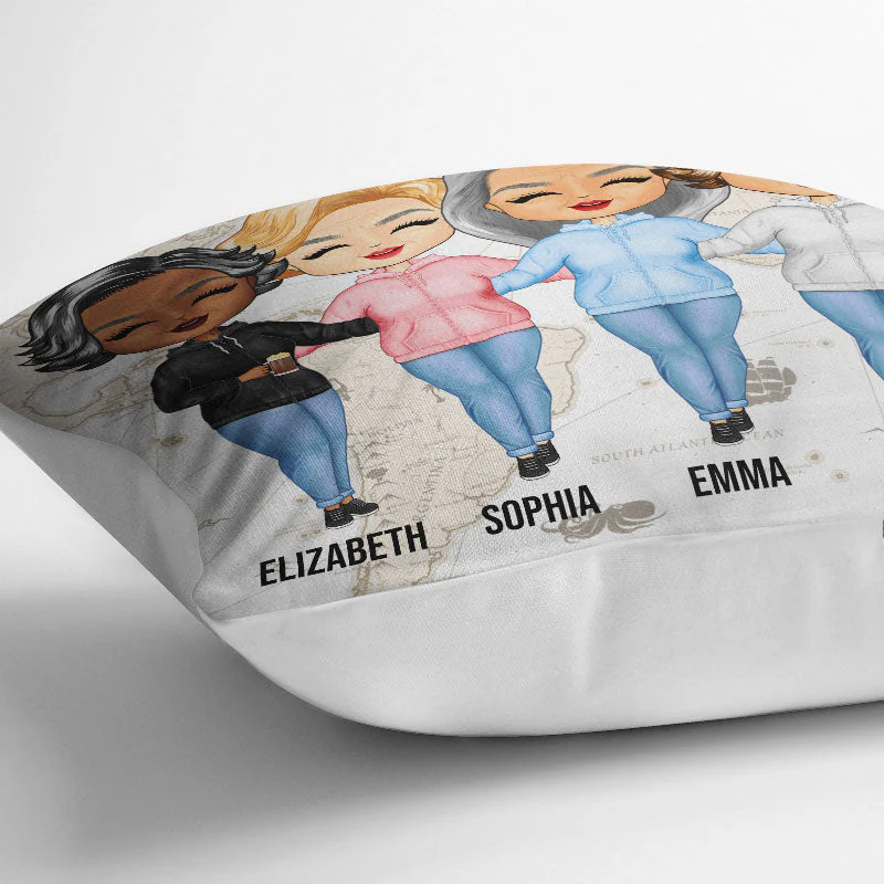 Connected By Heart Hoodie Sisters - Sibling BFF Bestie Gift - Personalized Custom Pillow - Image 3
