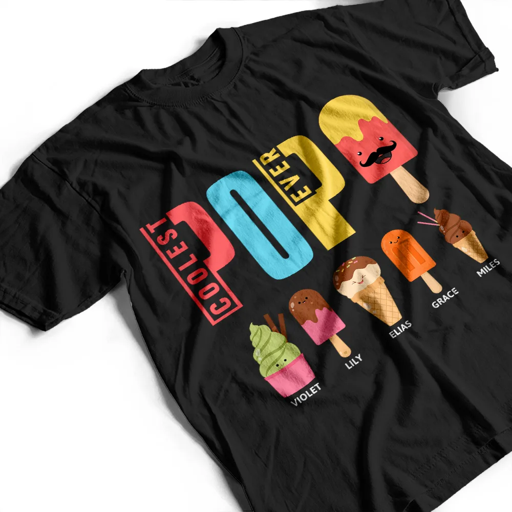 Coolest Pop Ever Fun Grandpa Popsicle - Personalized T Shirt - Image 3