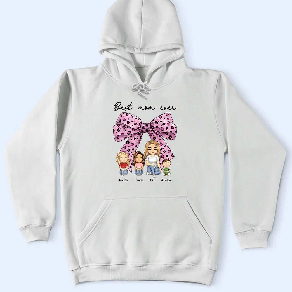 Coquette Bow Best Mom Ever - Personalized T Shirt - Image 4