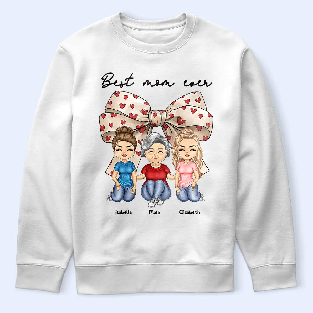 Coquette Bow Best Mom Ever - Personalized T Shirt - Image 5